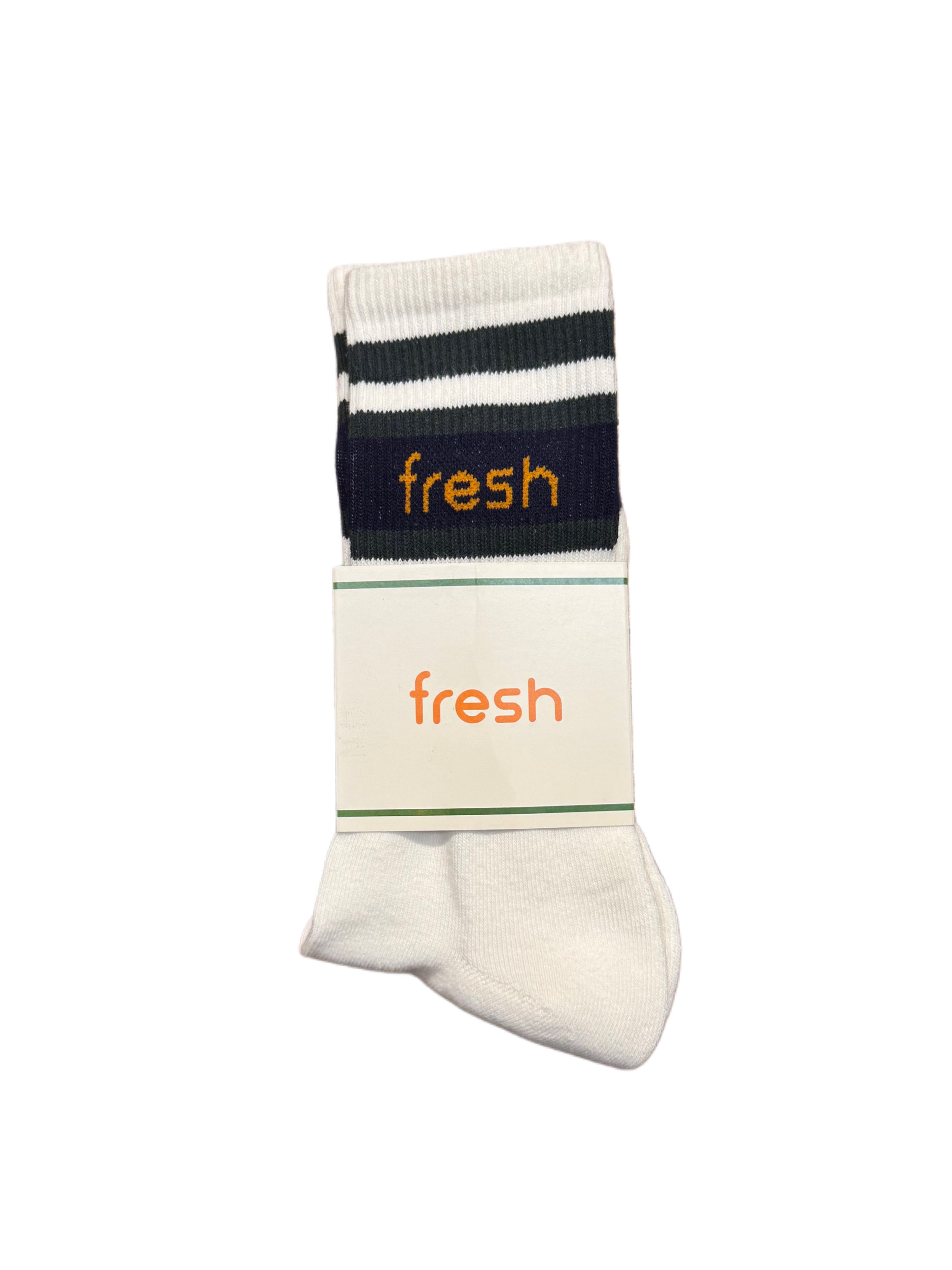 FRESH Cardigan Lovers Cotton Mid-Calf Lenght Socks in White Navy