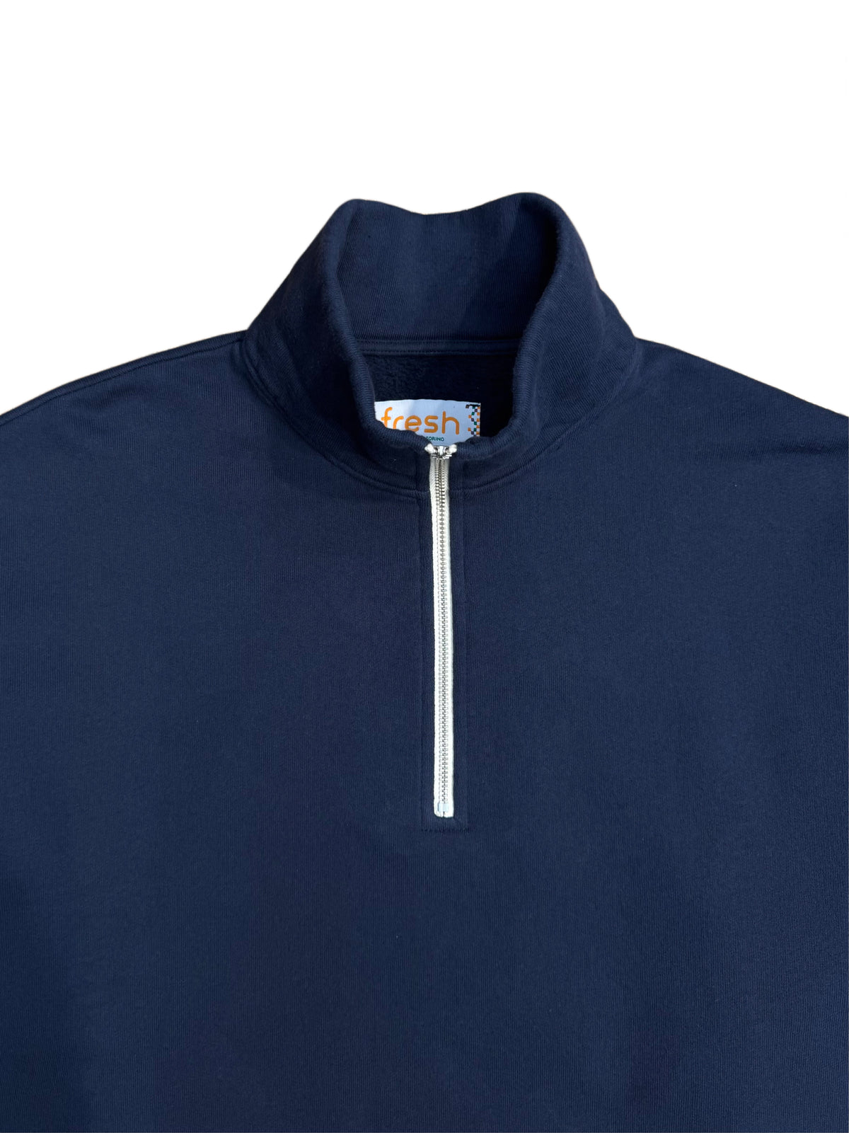 FRESH Barry Cotton Quarter-Zip Sweatshirt in Navy