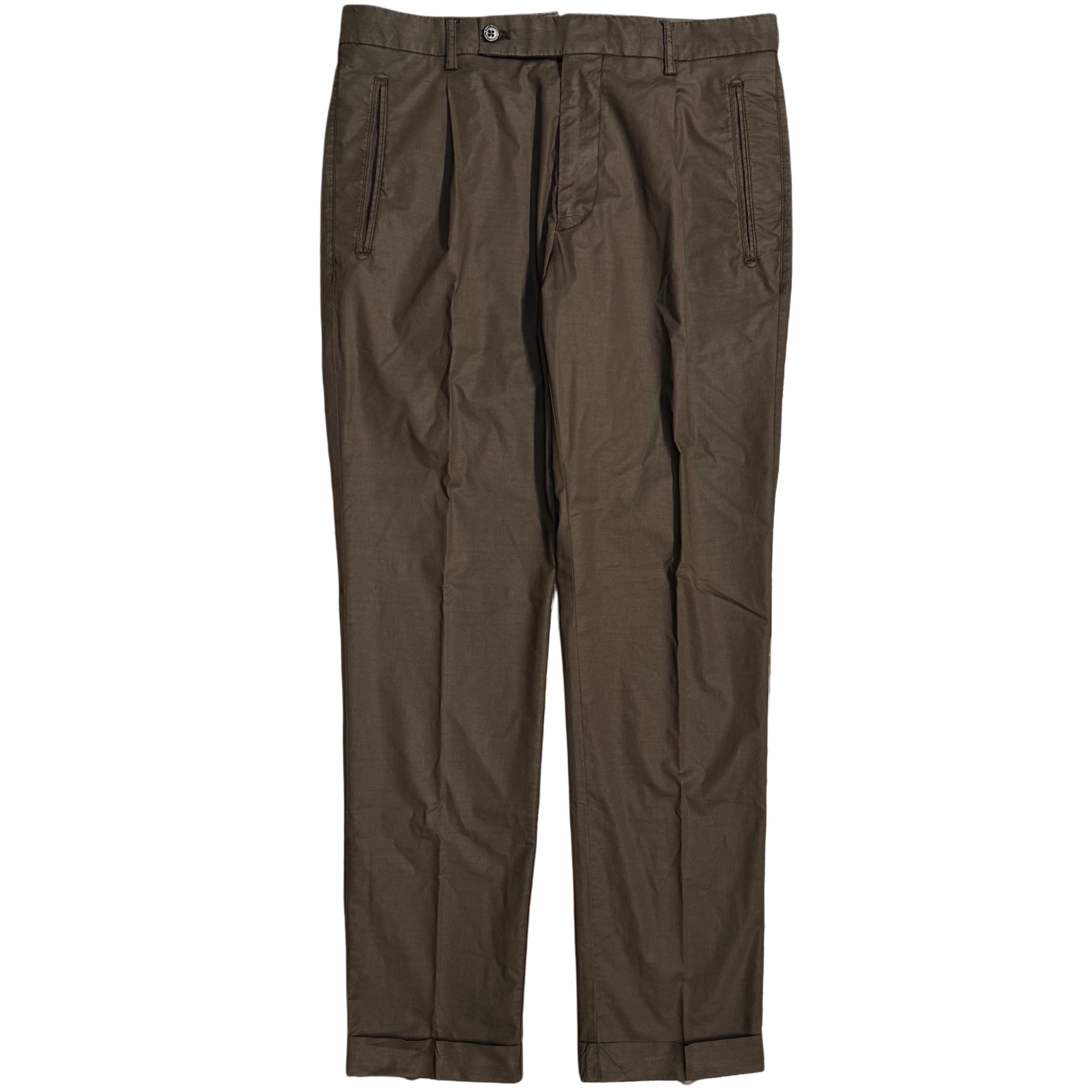 FRESH Nervi Cotton Lyocell Pleated Chino Pants In Dark Brown
