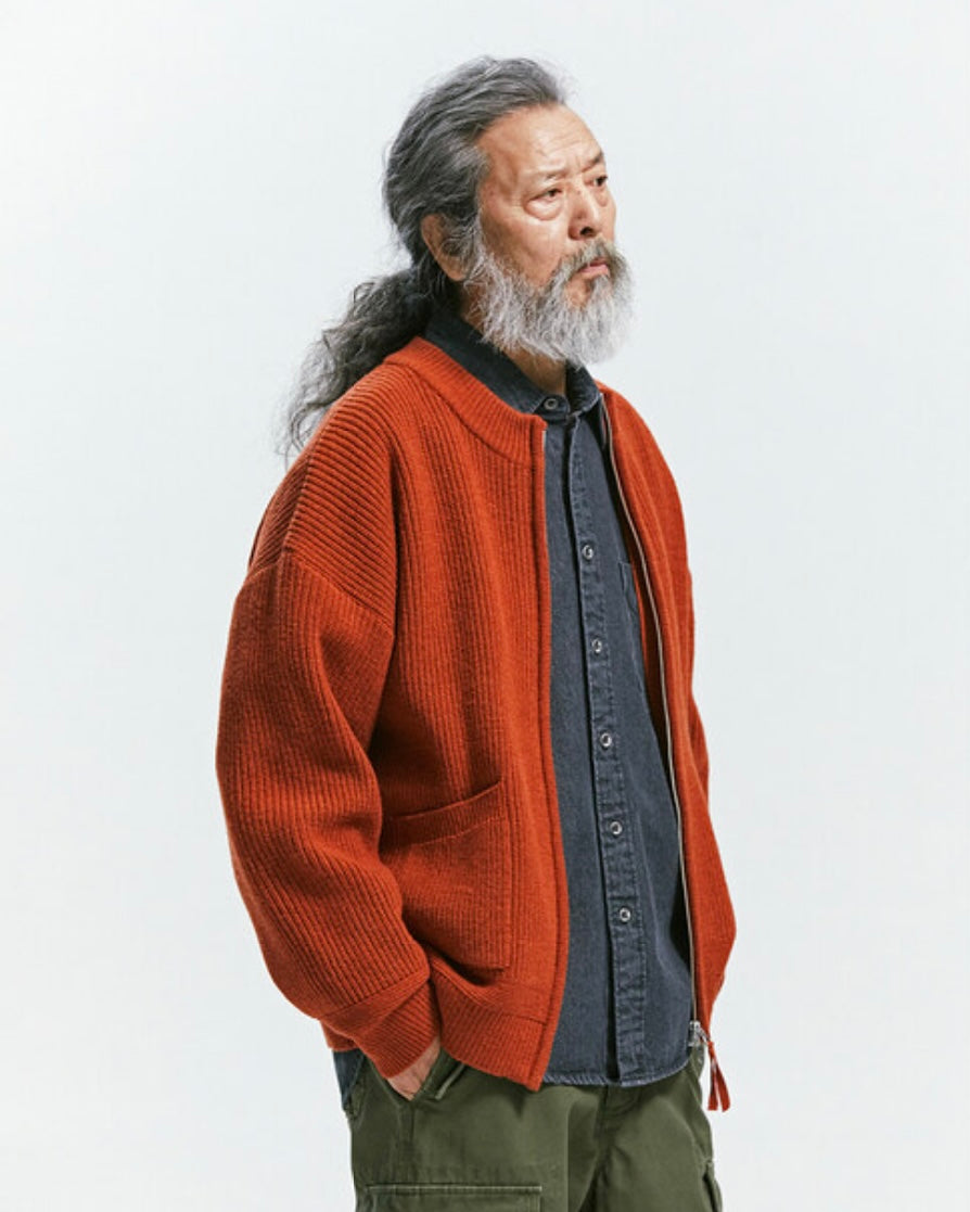 FRIZMWORKS Wool Deck Zip Up Cardigan Brick