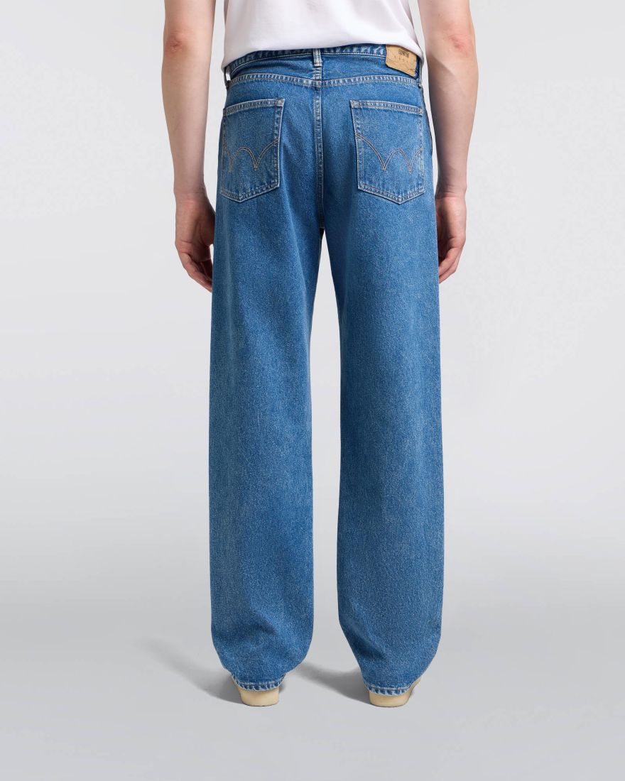 EDWIN Loose Jeans Blue Mid Light Used Made In Japan