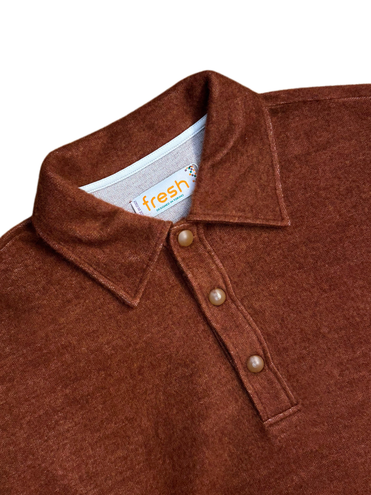 FRESH Bamboo Polo Sweater In Brick Red