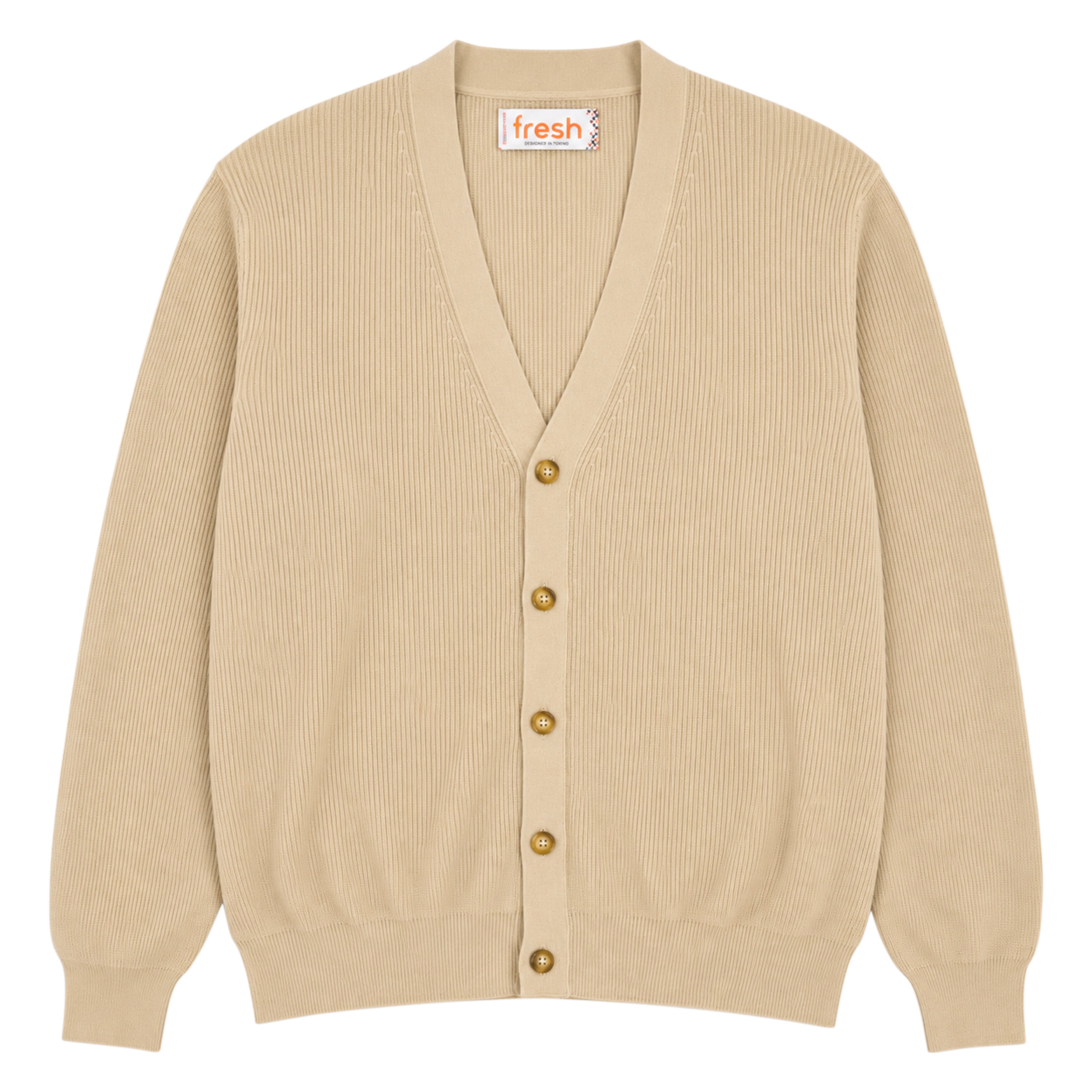 FRESH Scott Italian Cotton Cardigan in Sand