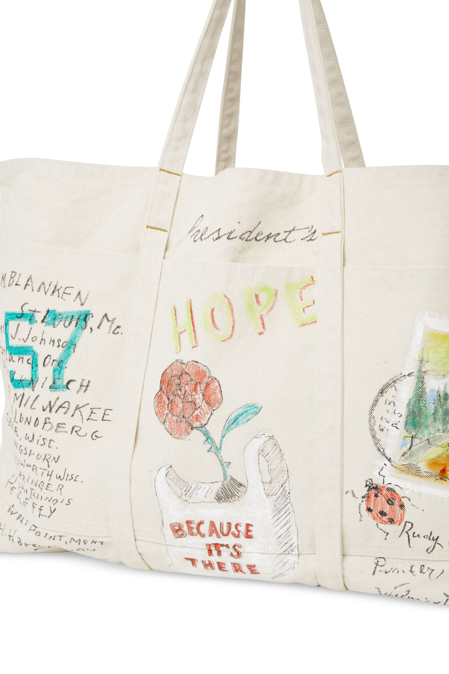 PRESIDENT'S Tote Bag In Ecru Canvas Hand Paint