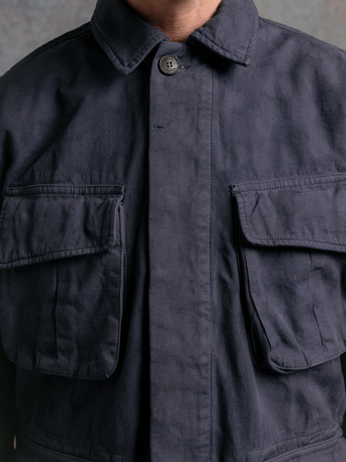 Giacca KESTIN Tyndrum in cotone ripstop jacquard blu navy