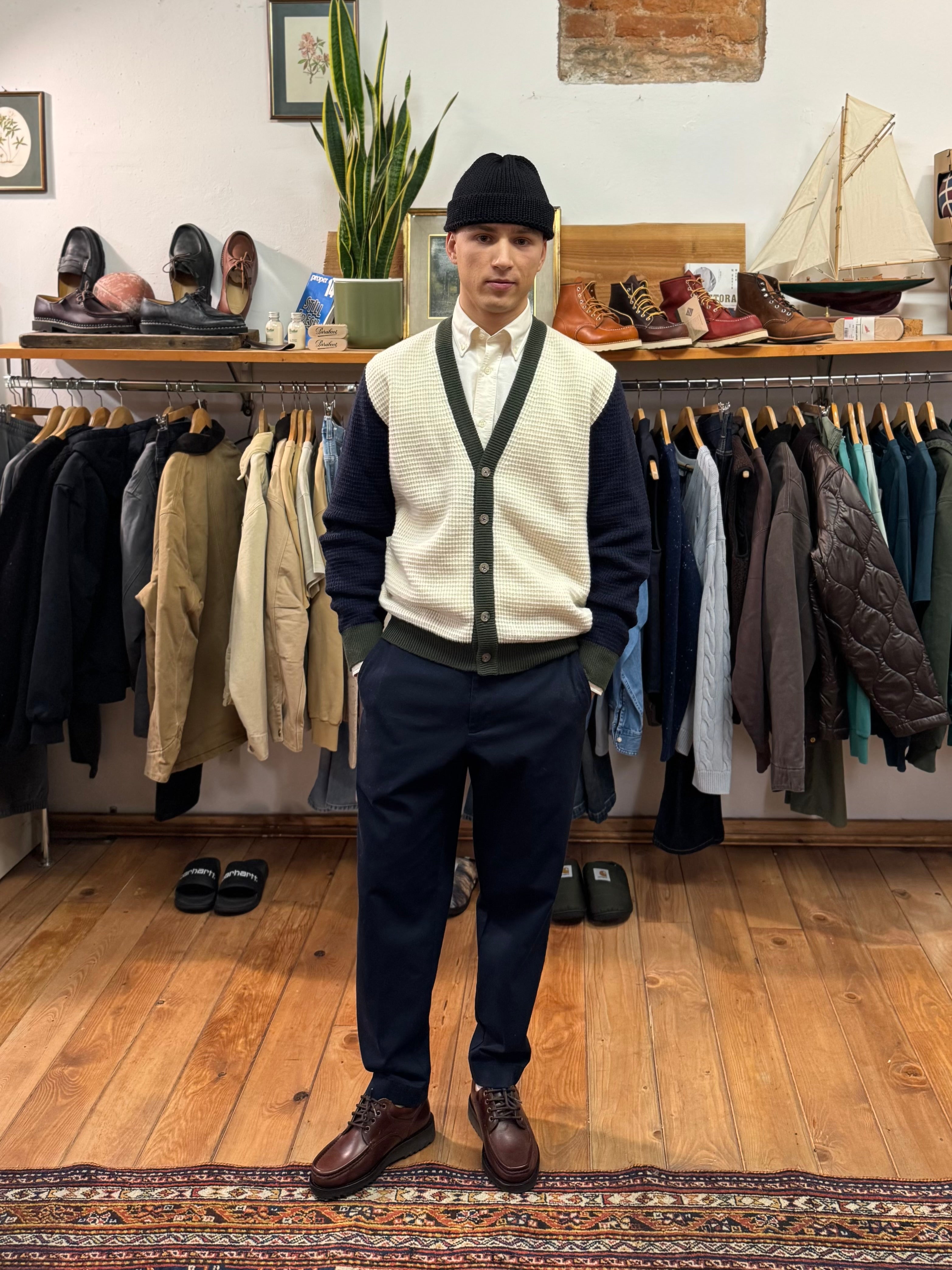 FRESH Adam Waffle-Knit Merino Wool Cardigan