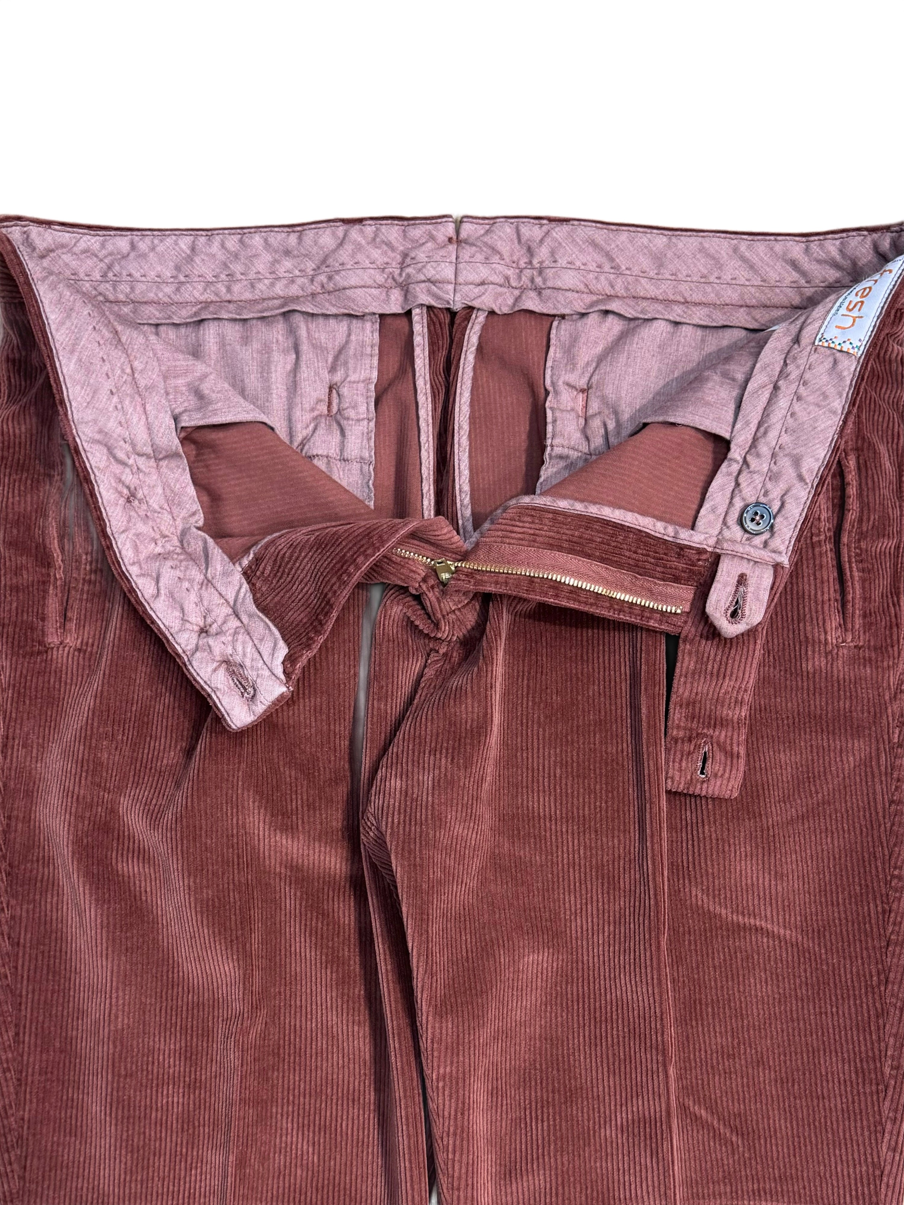 FRESH Corduroy Pleated Chino Pants In Red