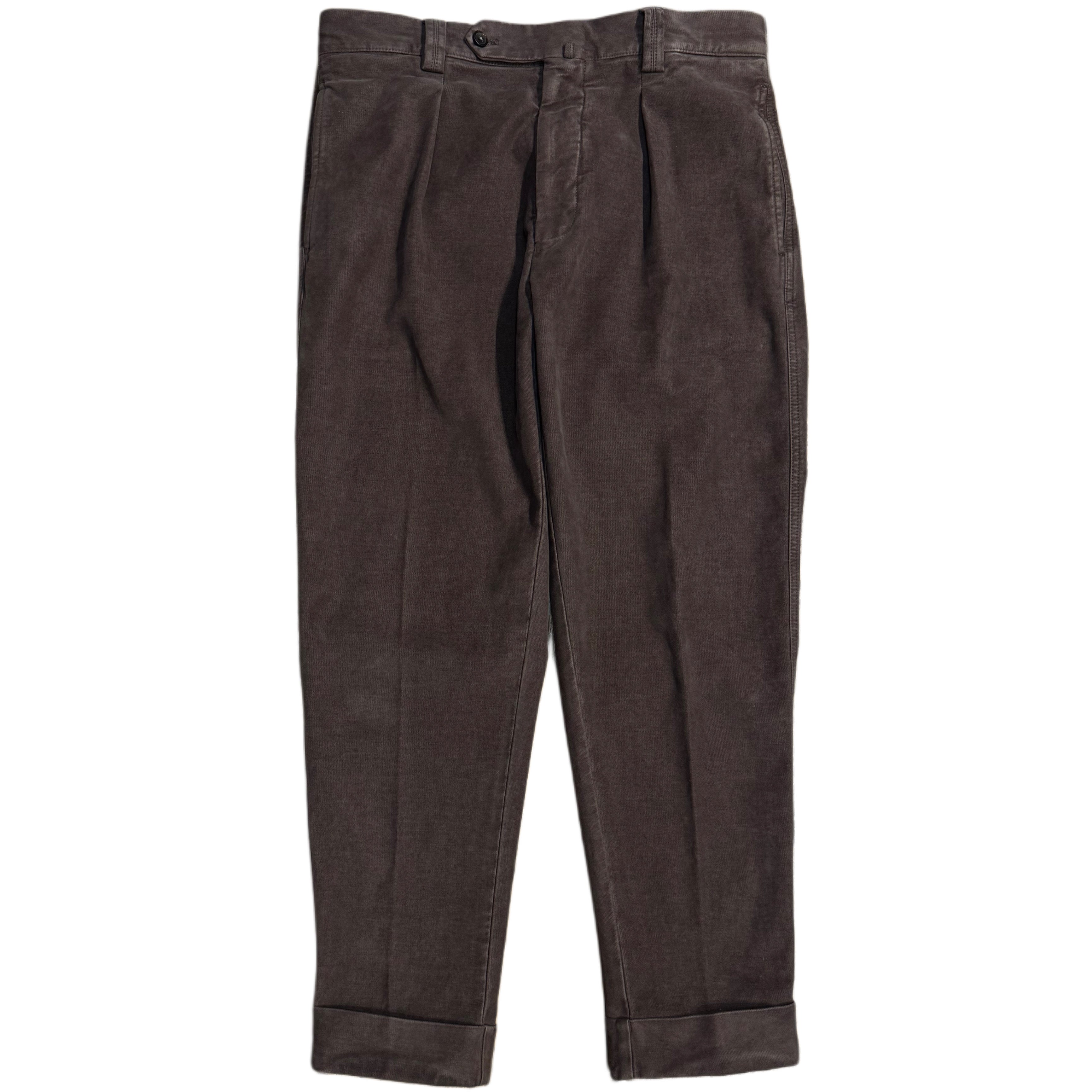 FRESH Camogli Moleskin Pleated Chino Pants In Brown