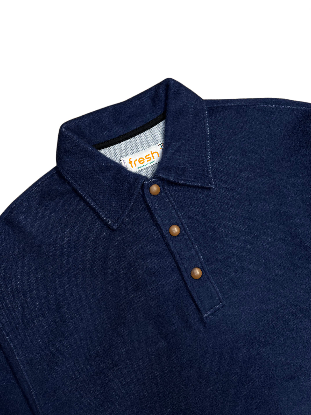FRESH Bamboo Polo Sweater In Indigo Blue