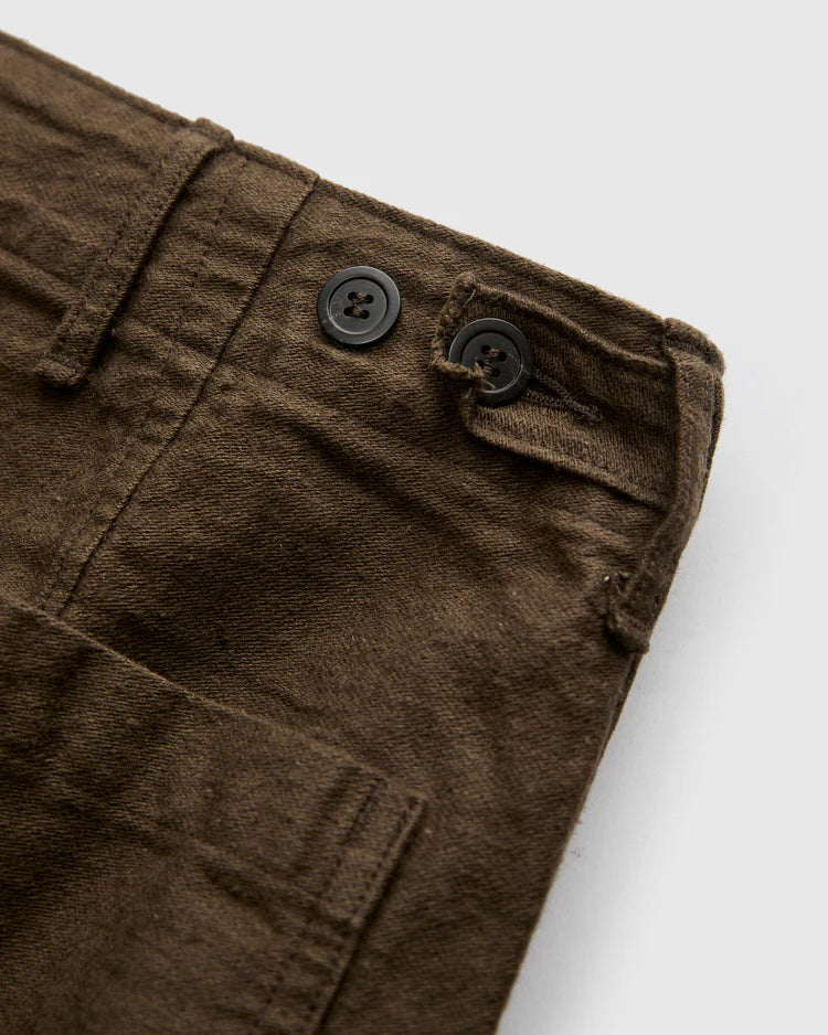 ORSLOW Relax Fit Cotton Linen Moleskin Fatigue Pants Coffee Brown