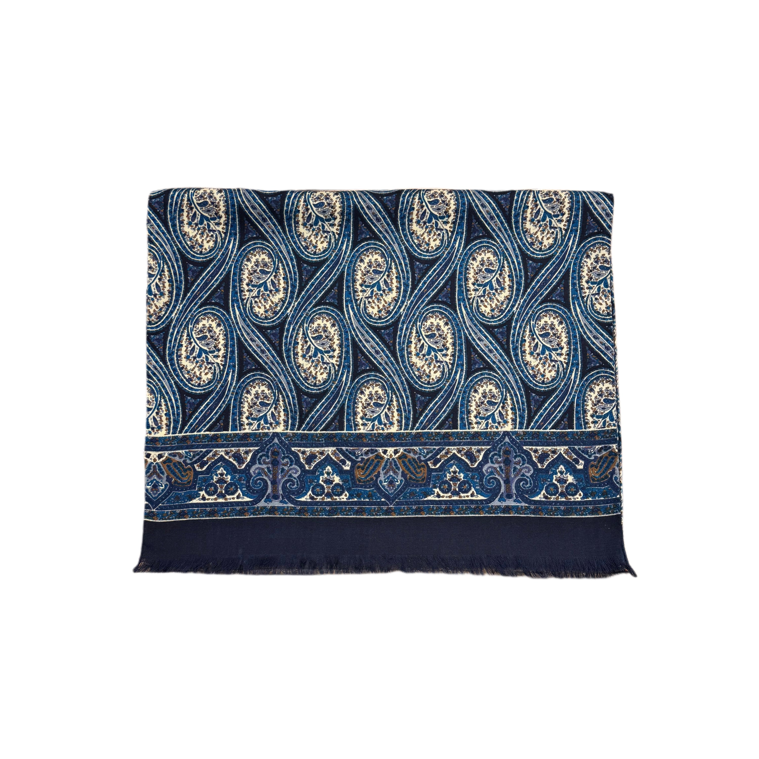 FRESH Fine Wool Scarf in Blue Paisley
