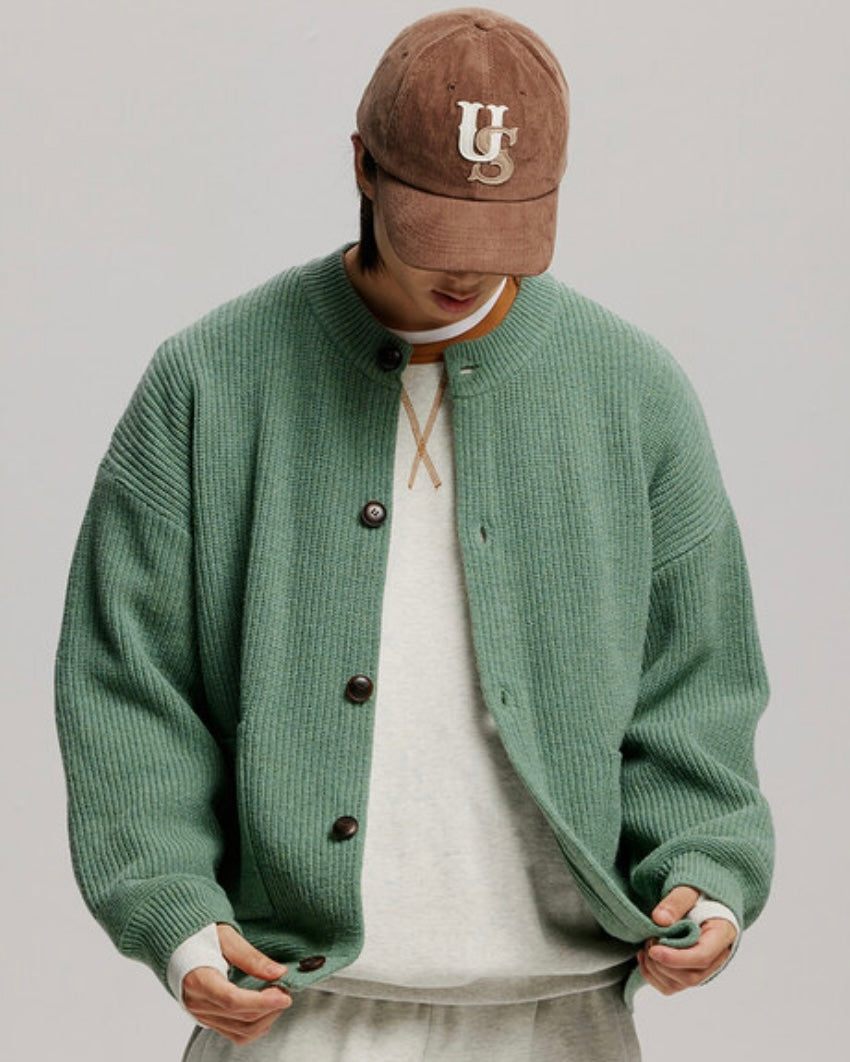 FRIZMWORKS Heavy Wool Round Cardigan Jade Green