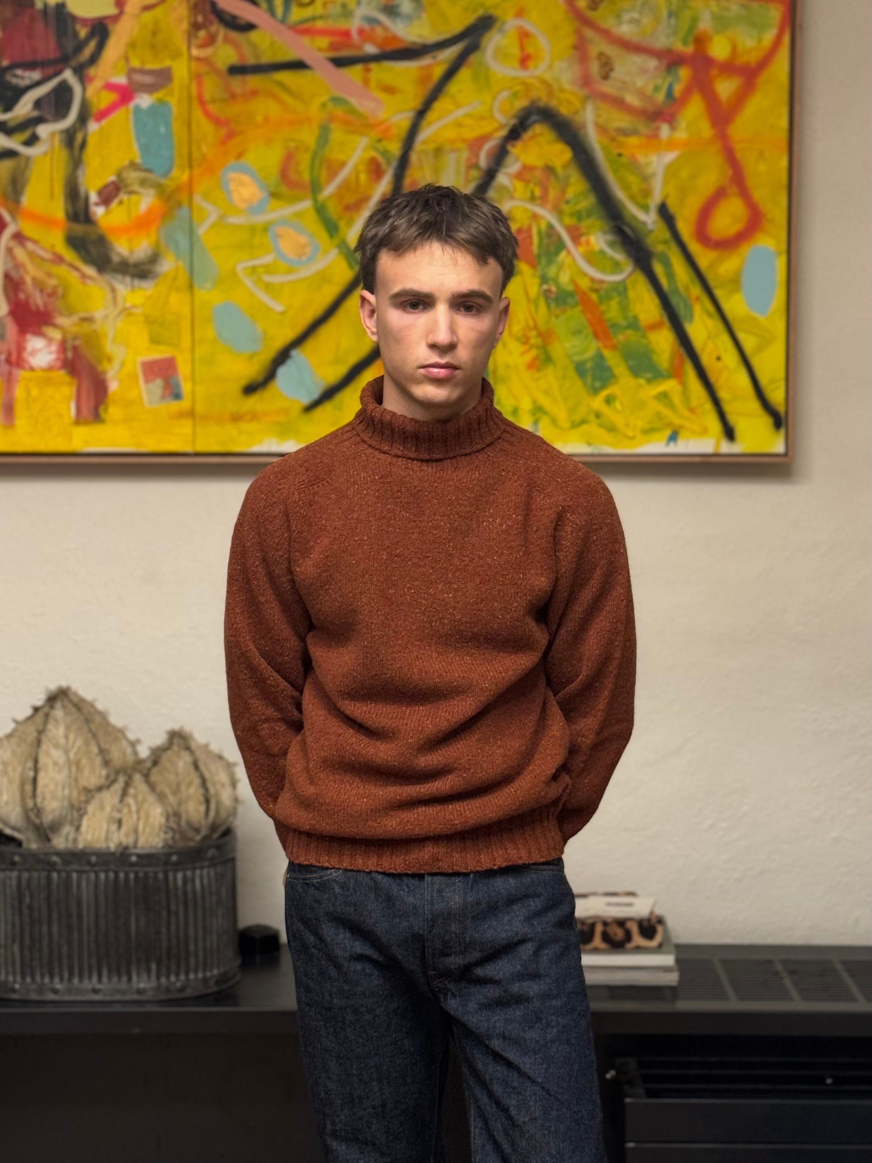 FRESH Mike Donegal Wool Turtleneck Sweater In Rhum