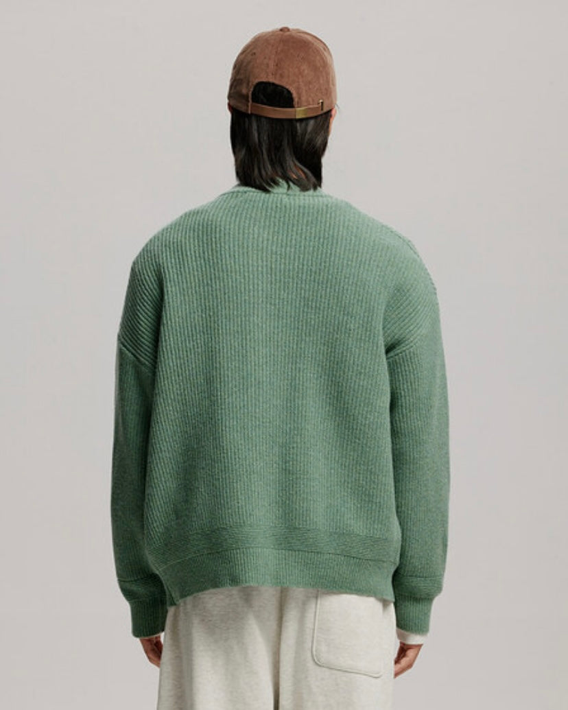 FRIZMWORKS Heavy Wool Round Cardigan Jade Green