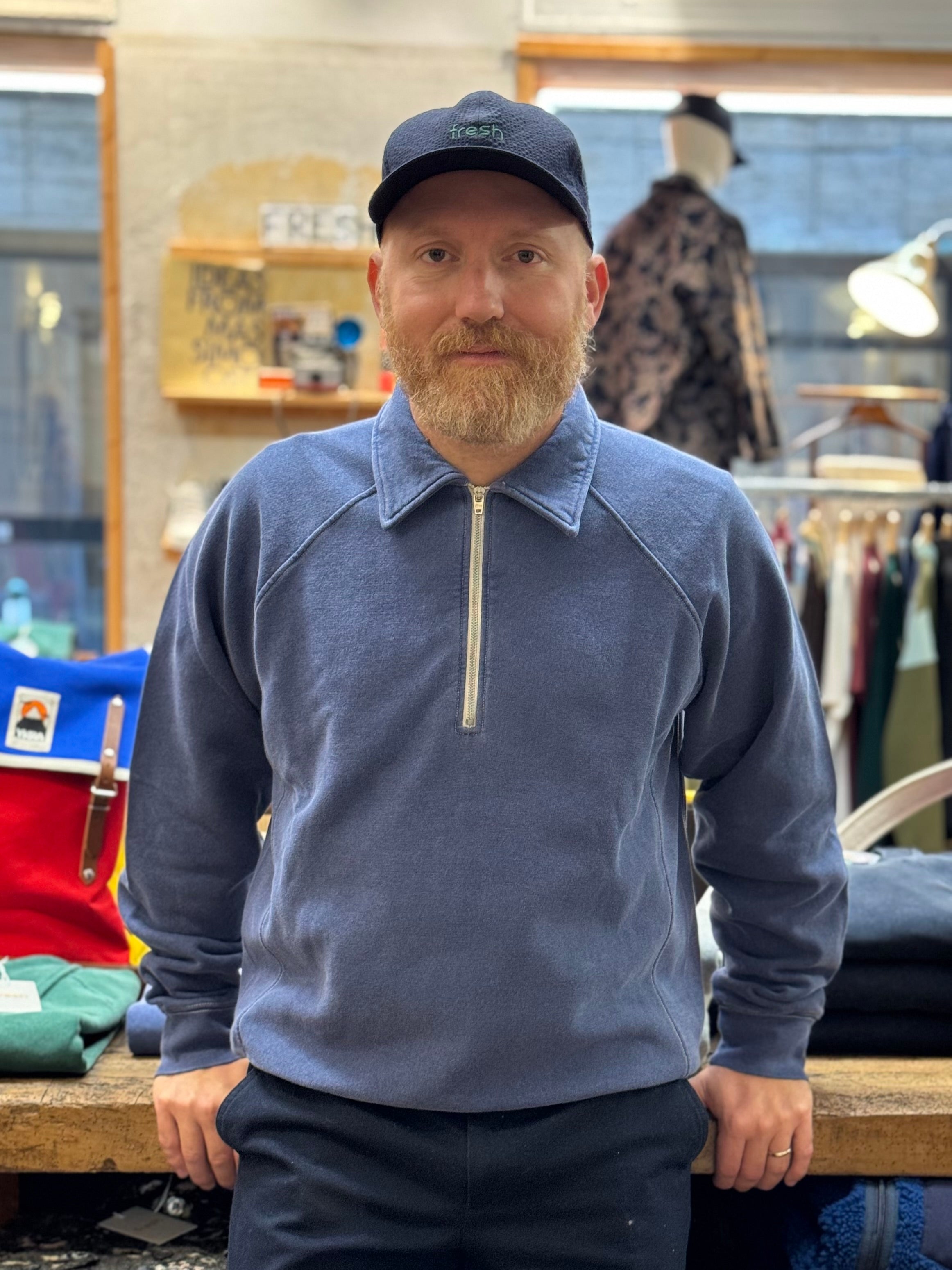 FRESH Ivy Plated Polo Sweatshirt in Indigo