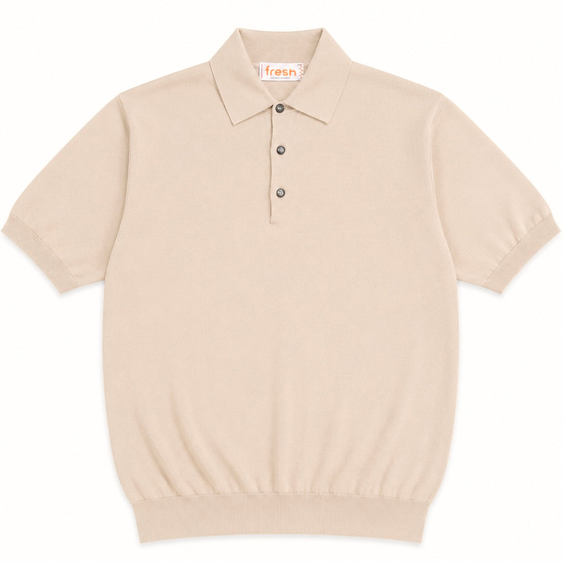FRESH Weller Extra Fine Cotton Knitted Polo In Sand