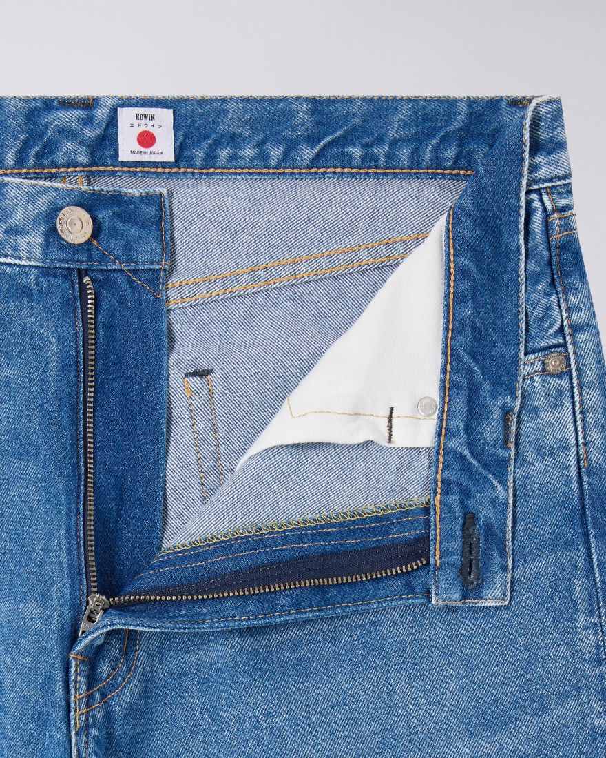 EDWIN Loose Jeans Blue Mid Light Used Made In Japan