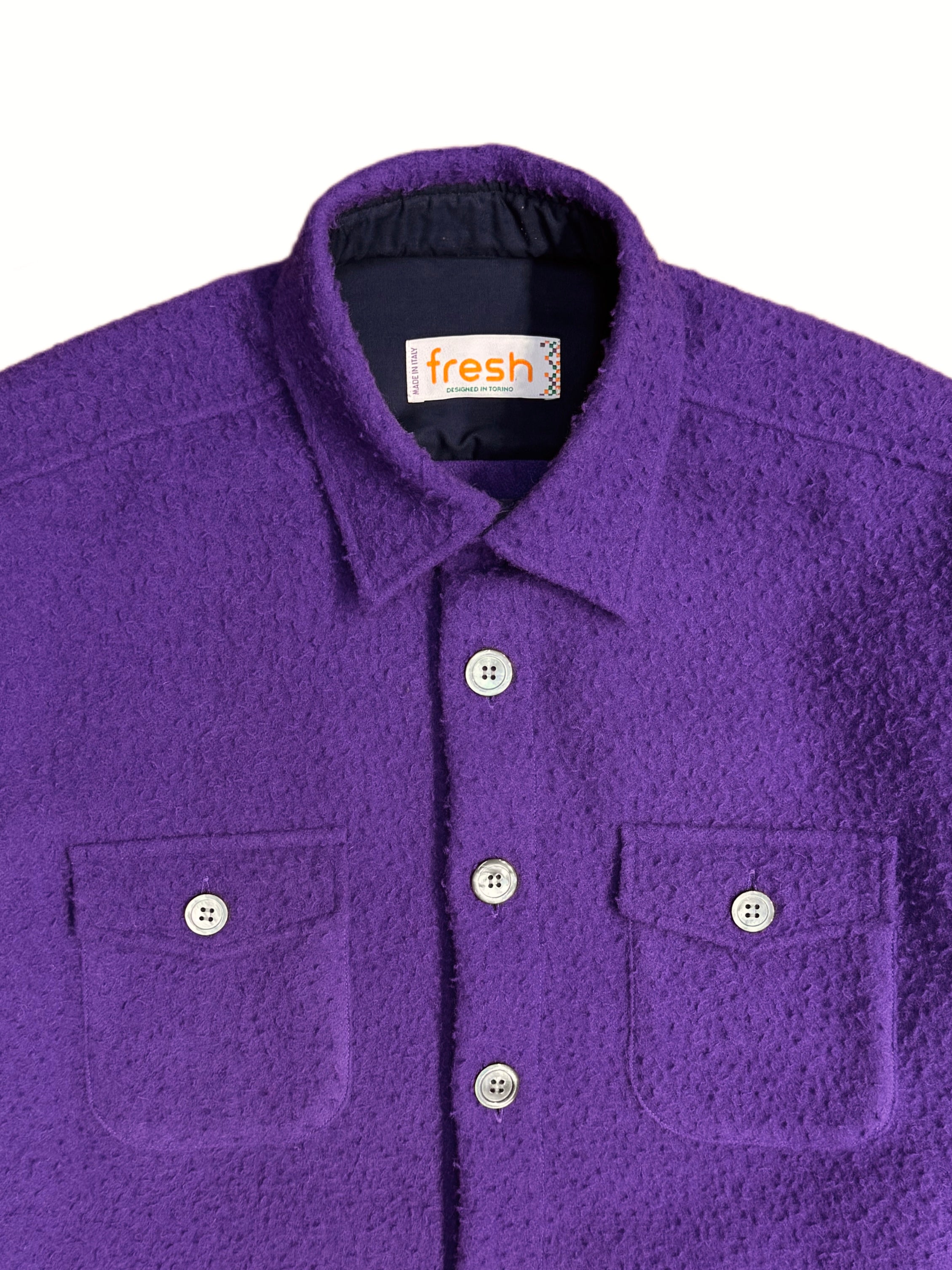FRESH Casentino Wool Overshirt in Purple
