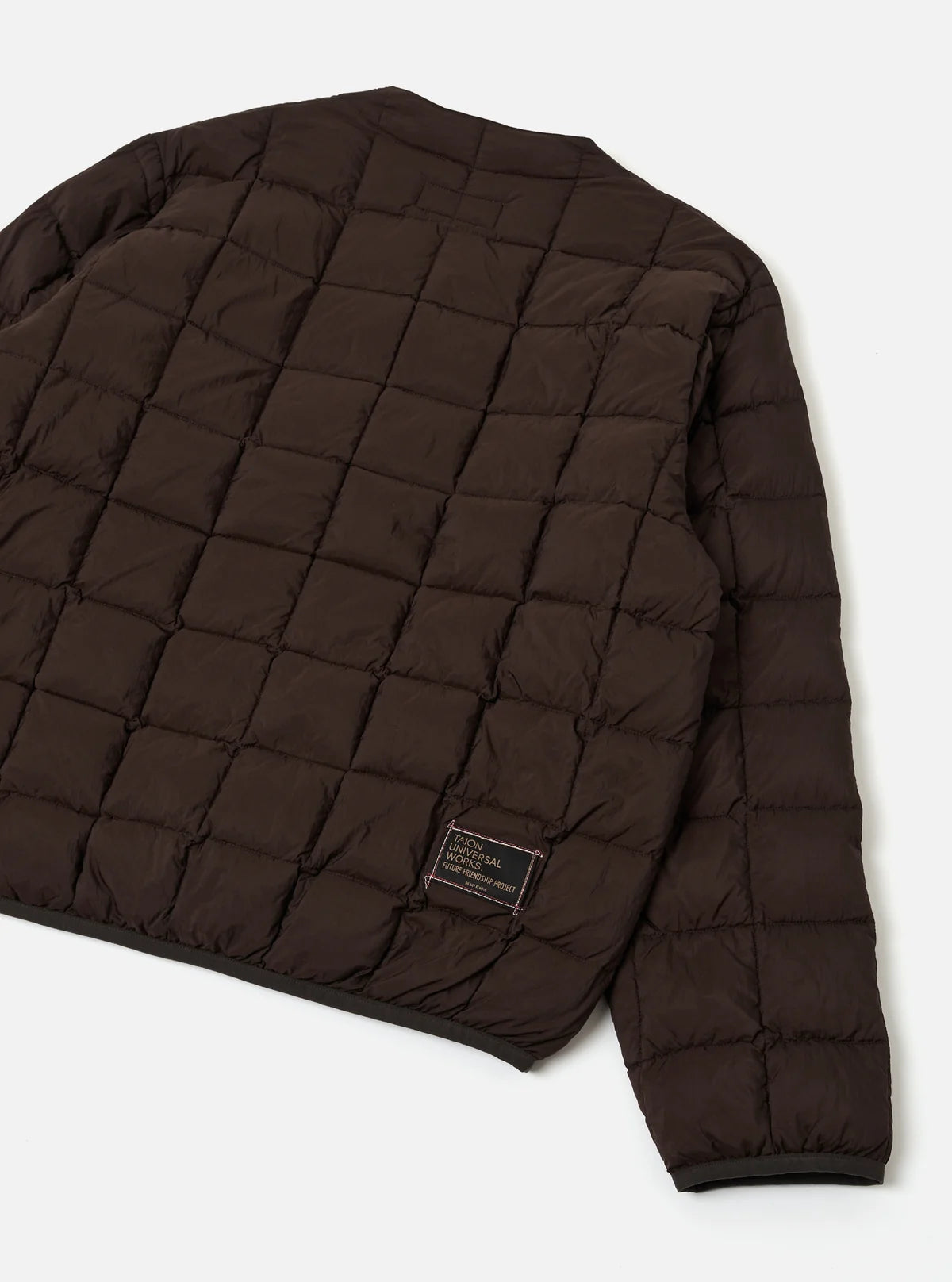 TAION x UNIVERSAL WORKS Brown Nylon Soft Shell Down Cardigan
