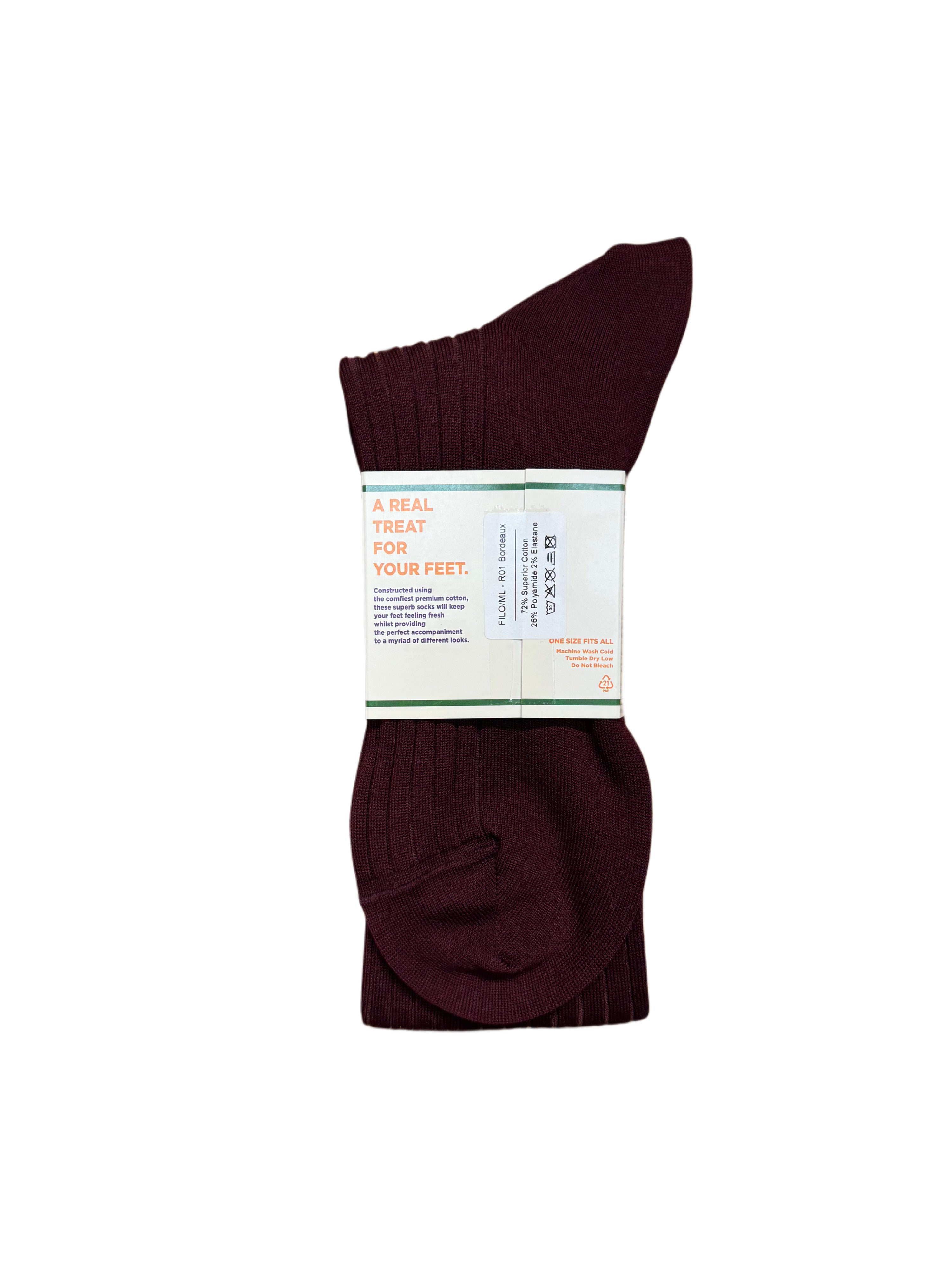 FRESH Cotton Over-the-Calf Lenghth Socks In Bordeaux