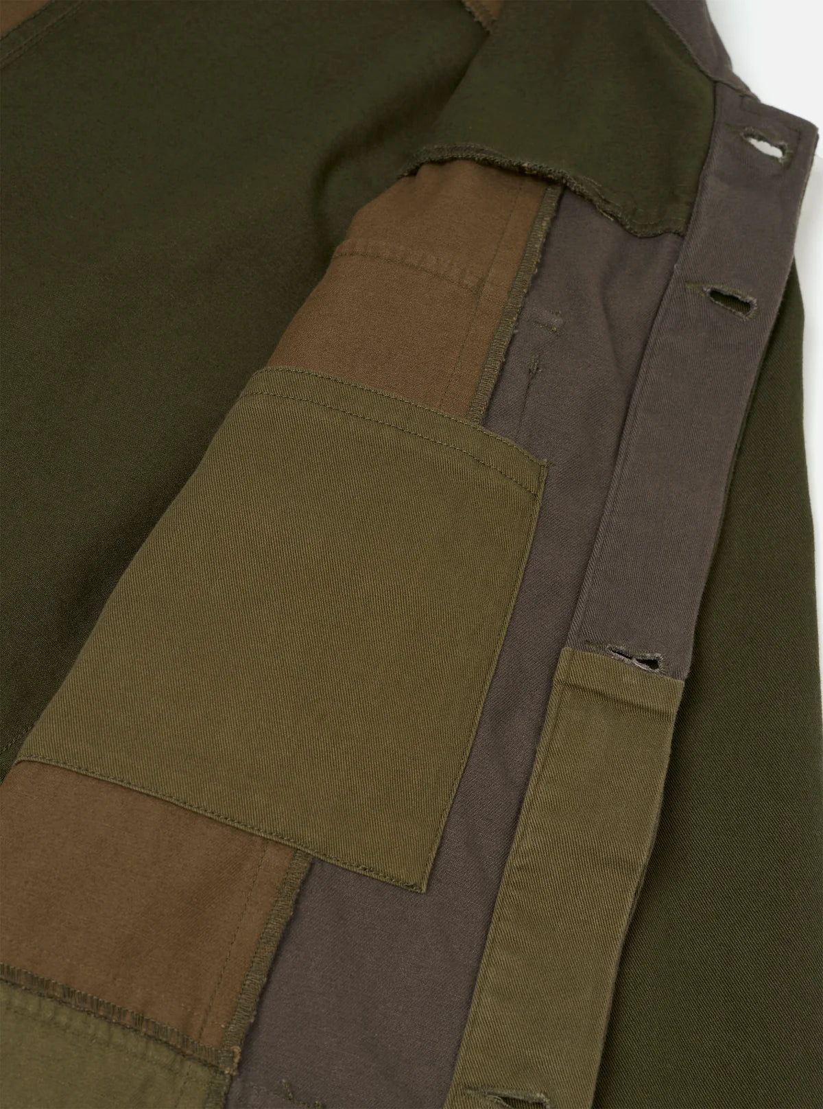 UNIVERSAL WORKS Olive Patchwork Twill MW Fatigue Jacket
