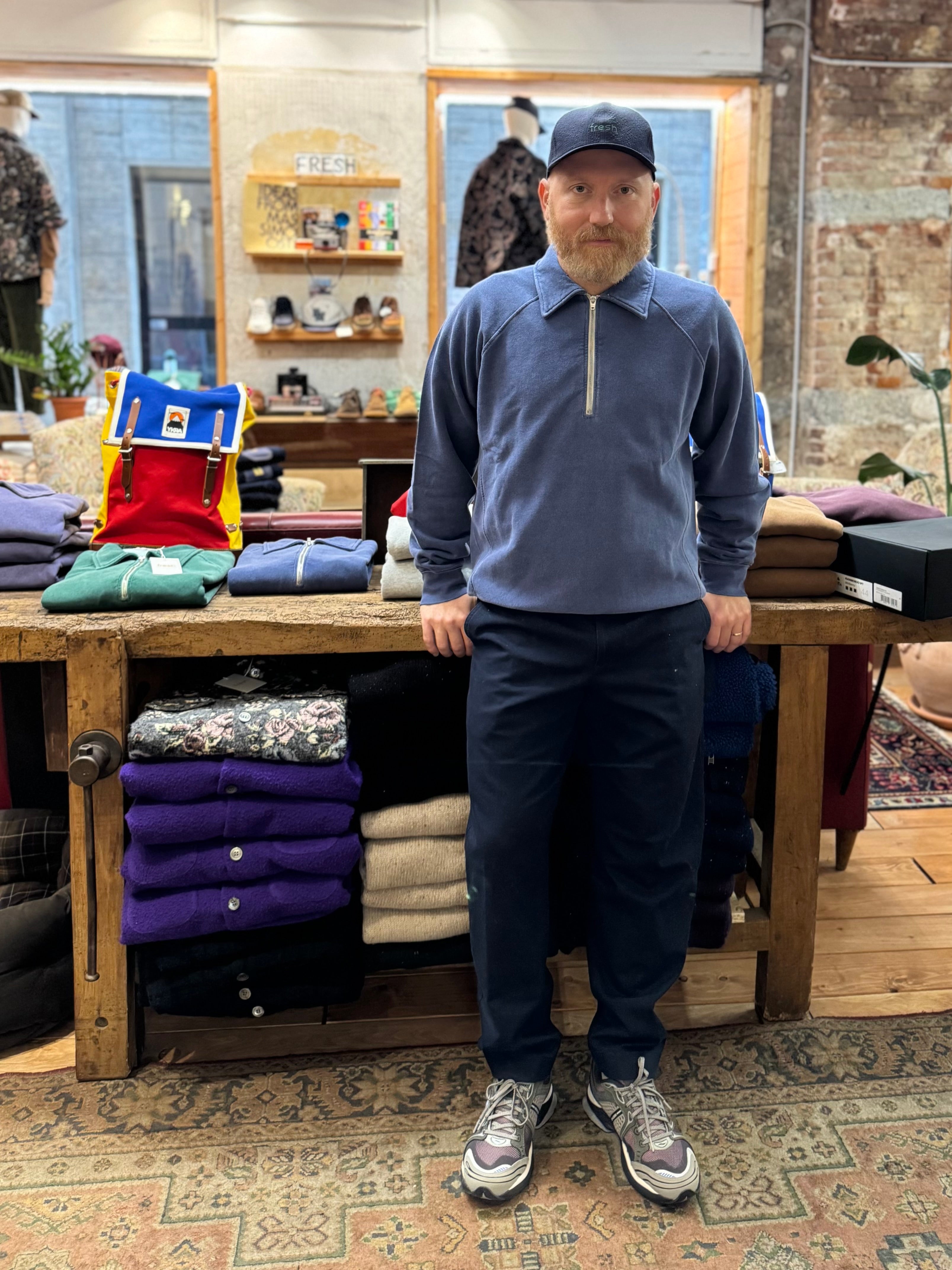 FRESH Ivy Plated Polo Sweatshirt in Indigo