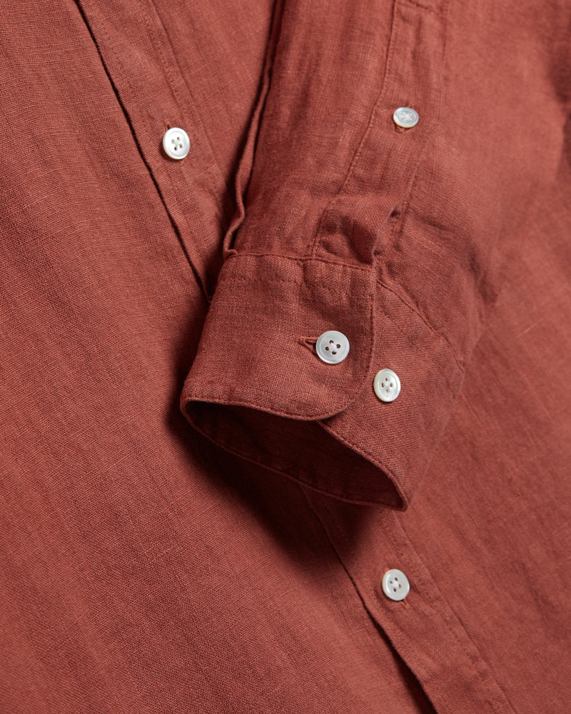PORTUGUESE FLANNEL Linen Terracota Long Sleeve Shirt