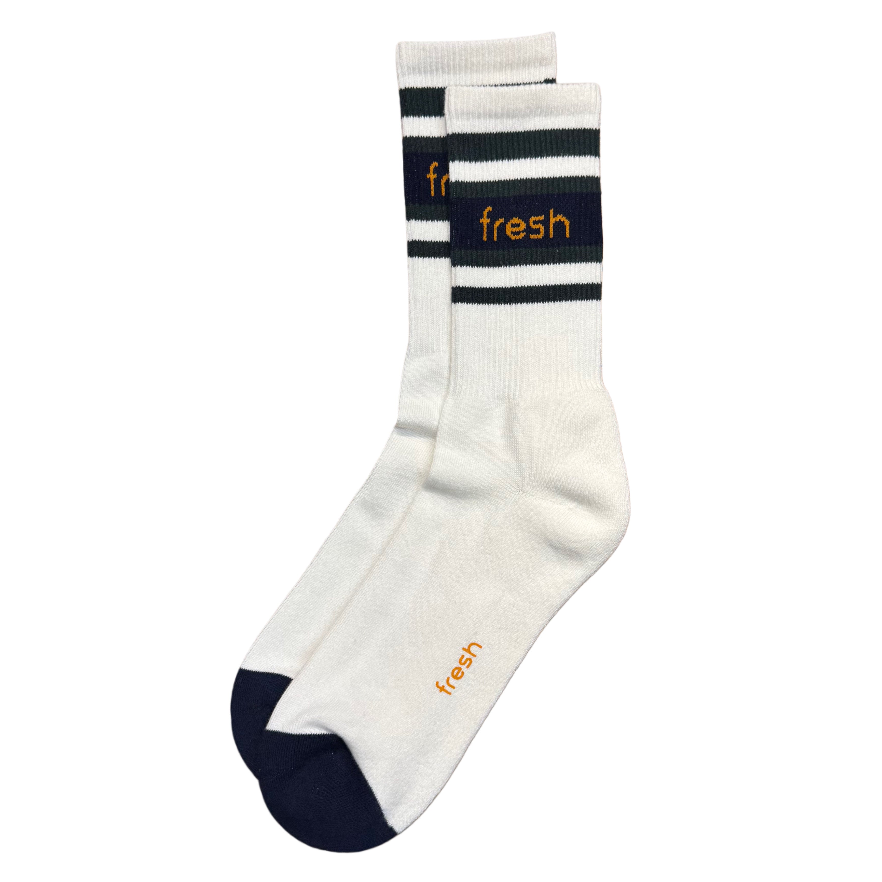 FRESH Cardigan Lovers Cotton Mid-Calf Lenght Socks in White Navy