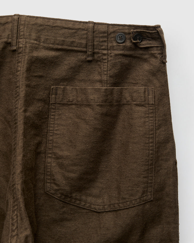 ORSLOW Relax Fit Cotton Linen Moleskin Fatigue Pants Coffee Brown