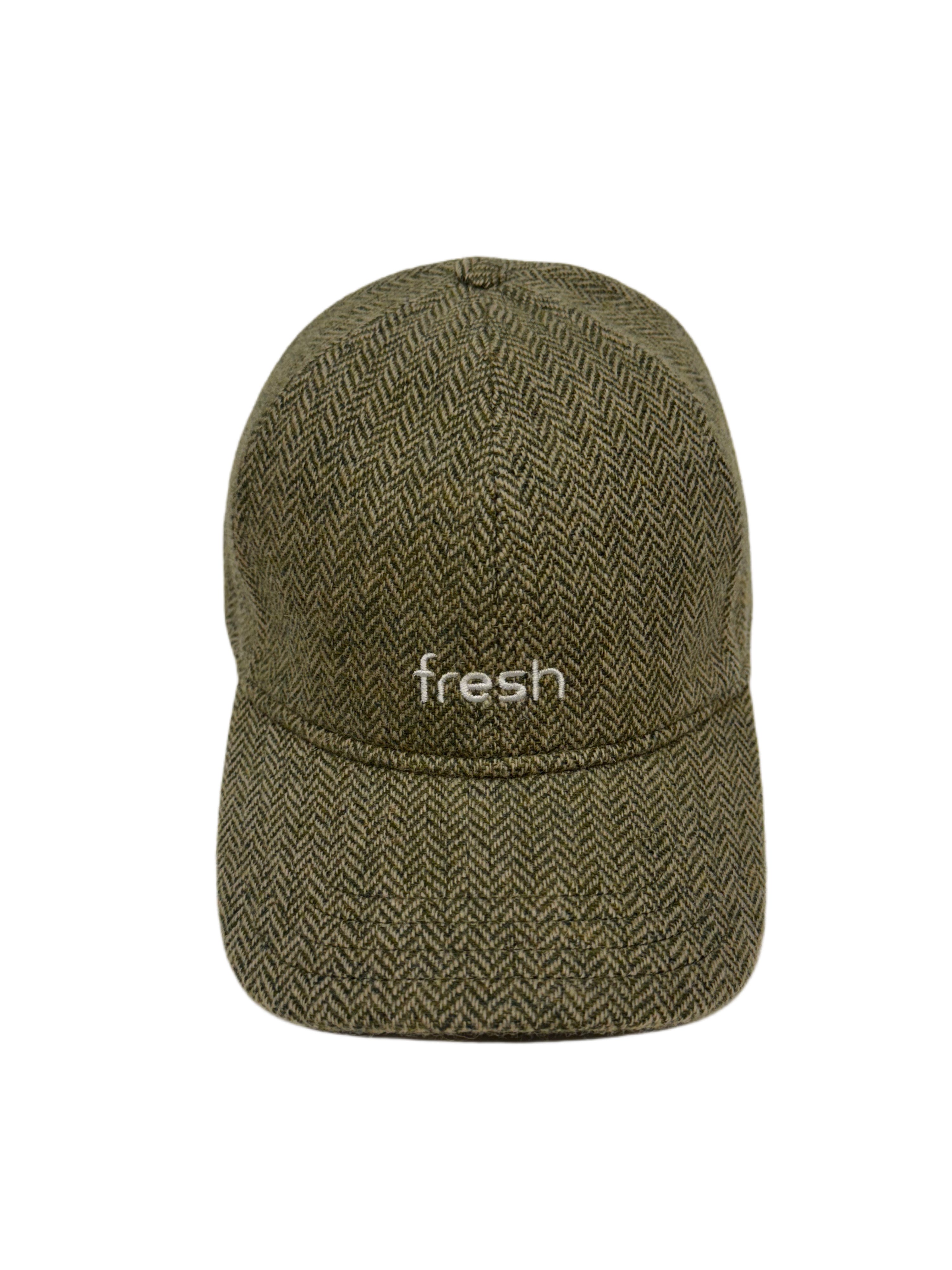 FRESH Six-Panel Green Wool Cap