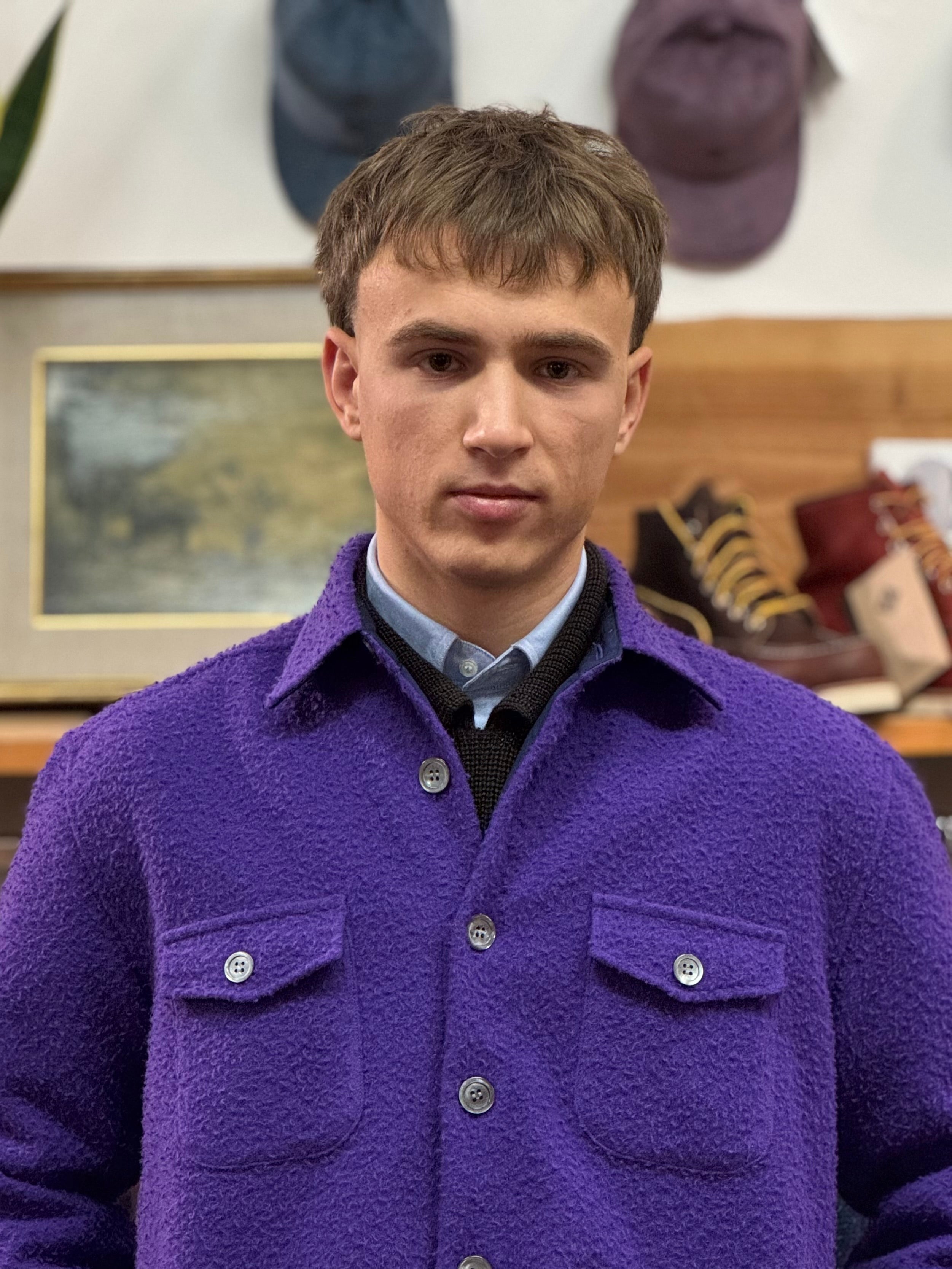 FRESH Casentino Wool Overshirt in Purple