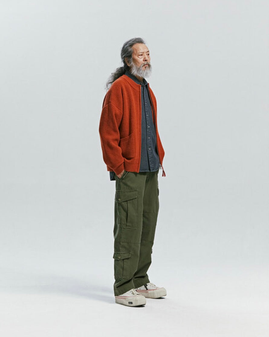 FRIZMWORKS Wool Deck Zip Up Cardigan Brick