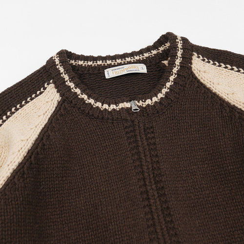 FRIZMWORKS Wool Varsity Cardigan Brown Tan