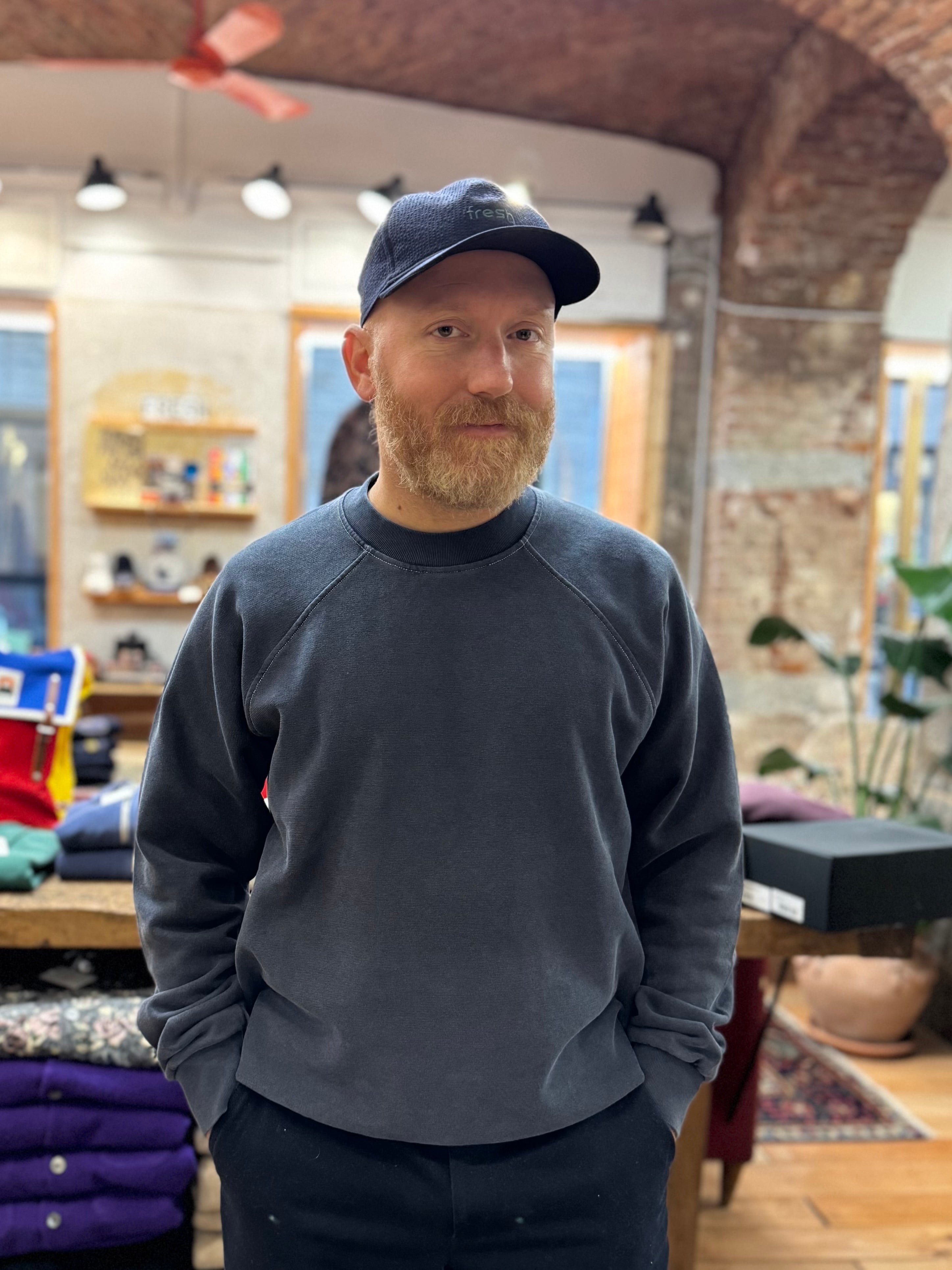 FRESH Billie Plated Cotton Sweatshirt in Night Blue