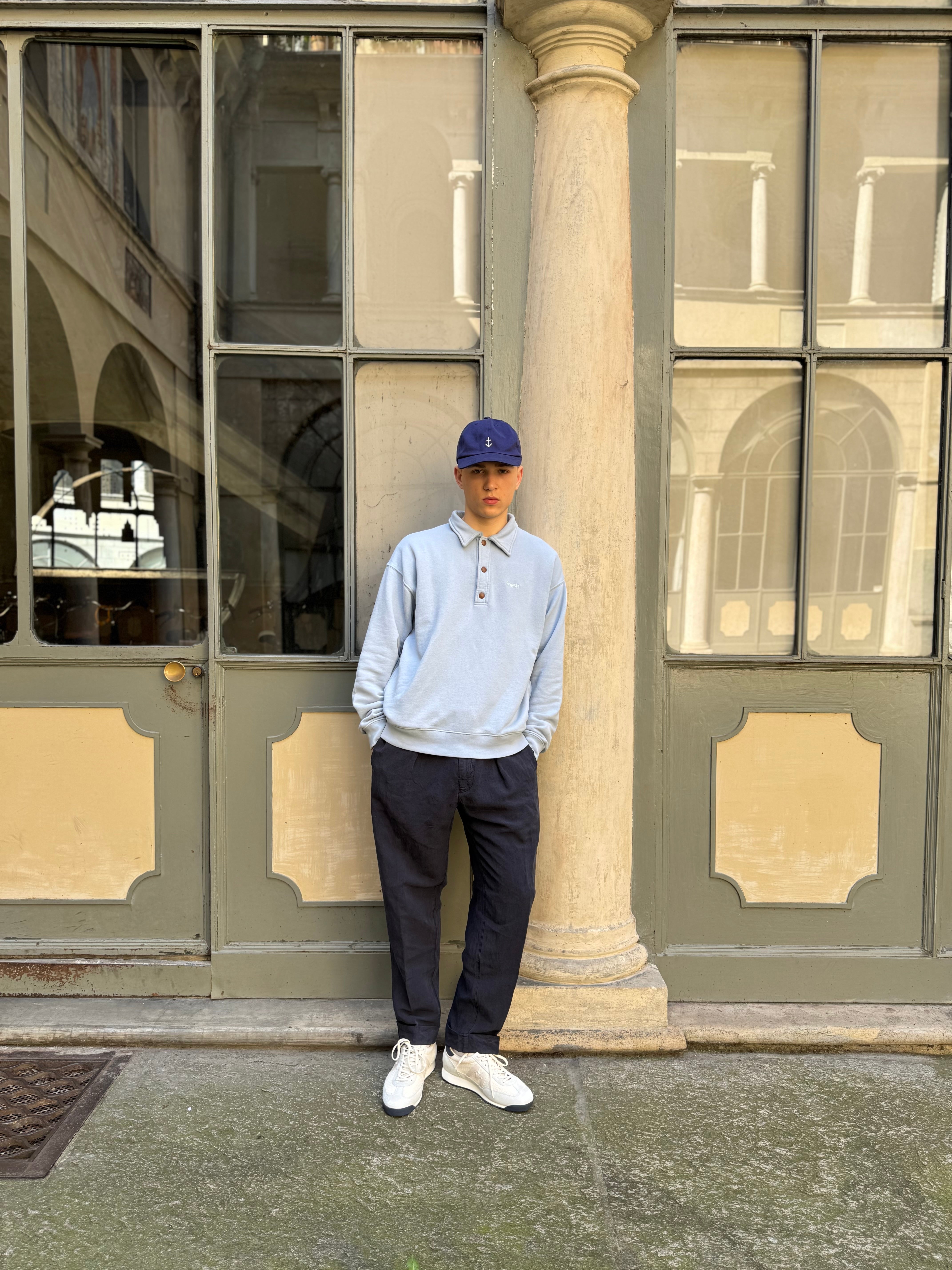 Sweat-shirt polo en coton FRESH Mike bleu sucre