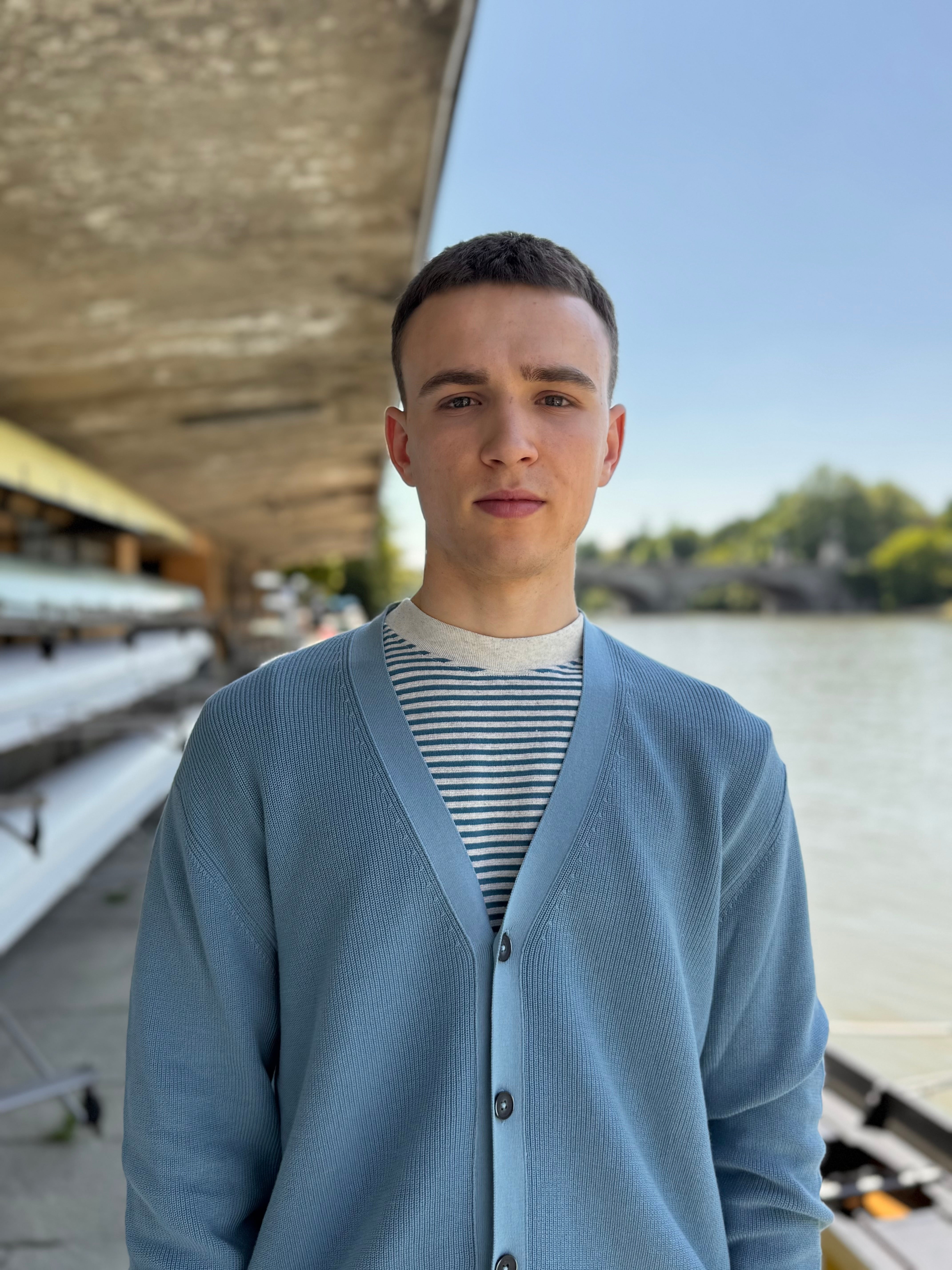 FRESH Scott Italian Cotton Cardigan in Baby Blue