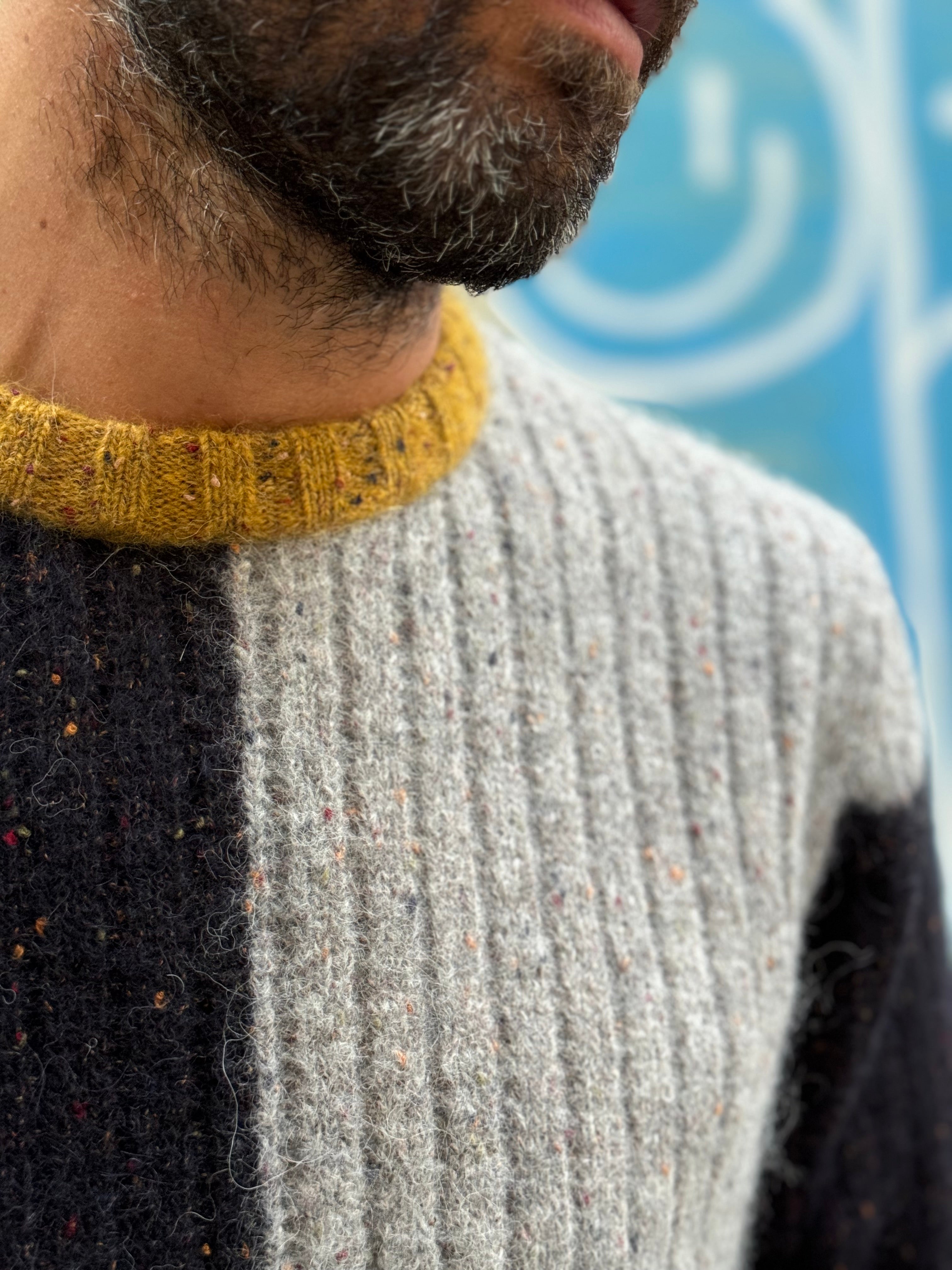 FRESH Issey 2 Multi Colorblock Crew Neck Wool Sweater