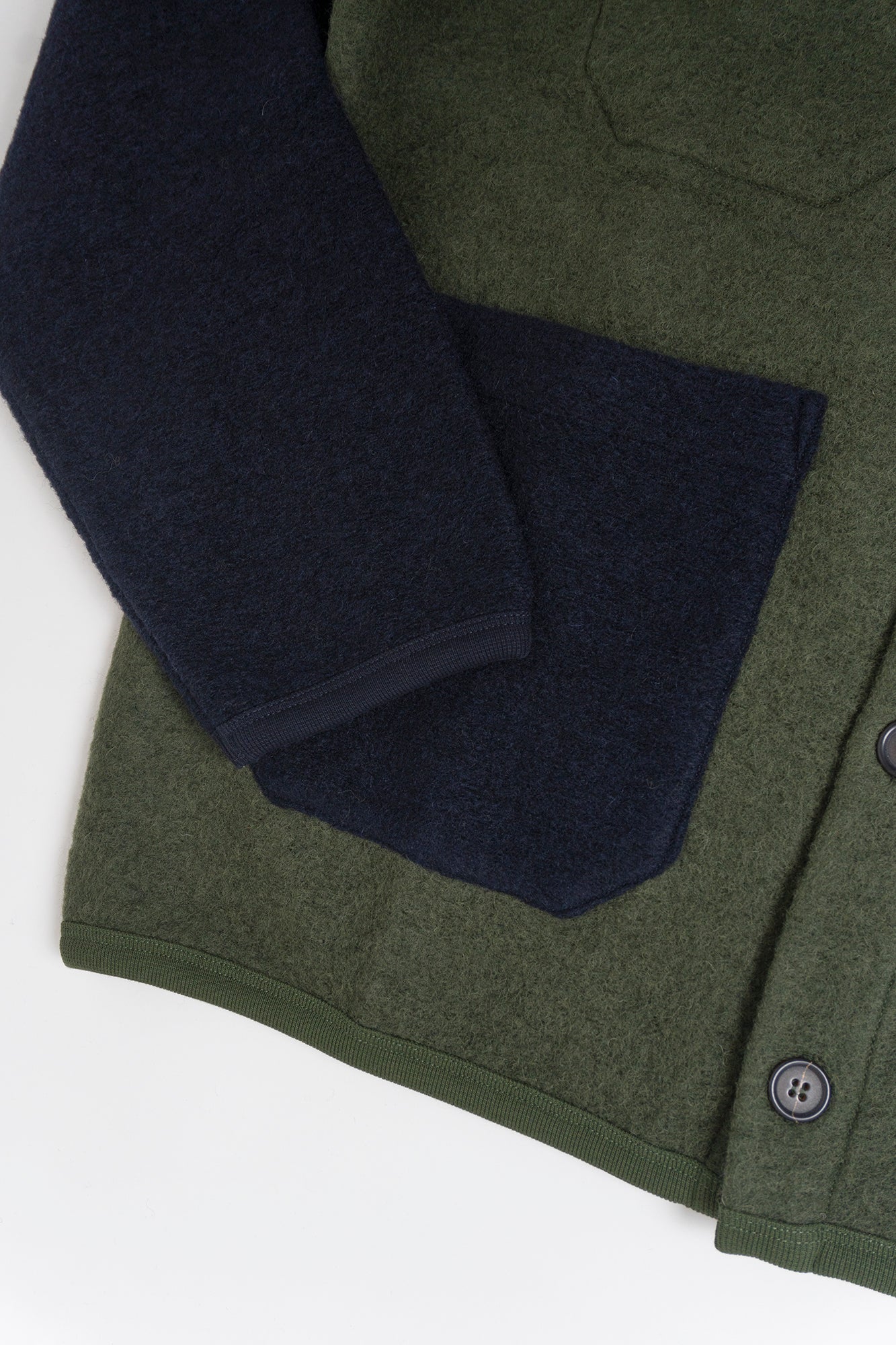 UNIVERSAL WORKS x Fresh Cardigan Wool Fleece Olive Rust