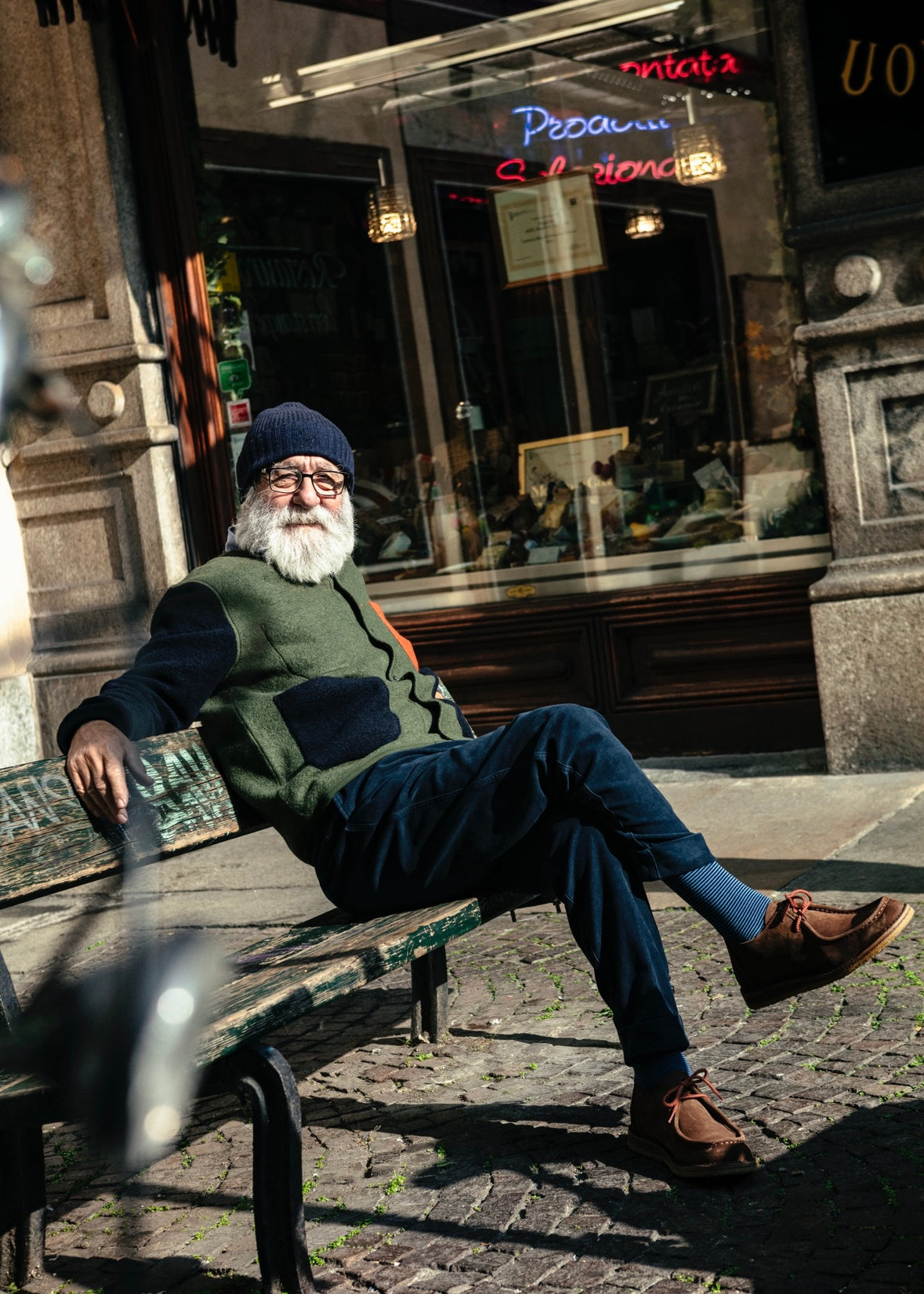 UNIVERSAL WORKS x Fresh Cardigan Wool Fleece Olive Rust