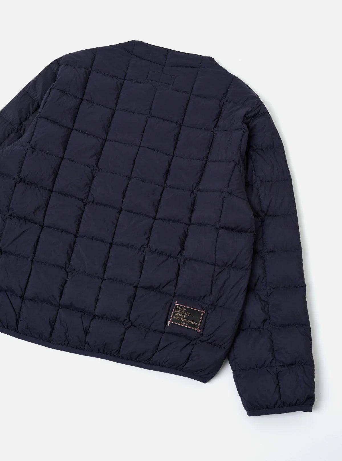 TAION x UNIVERSAL WORKS Navy Nylon Soft Shell Down Cardigan