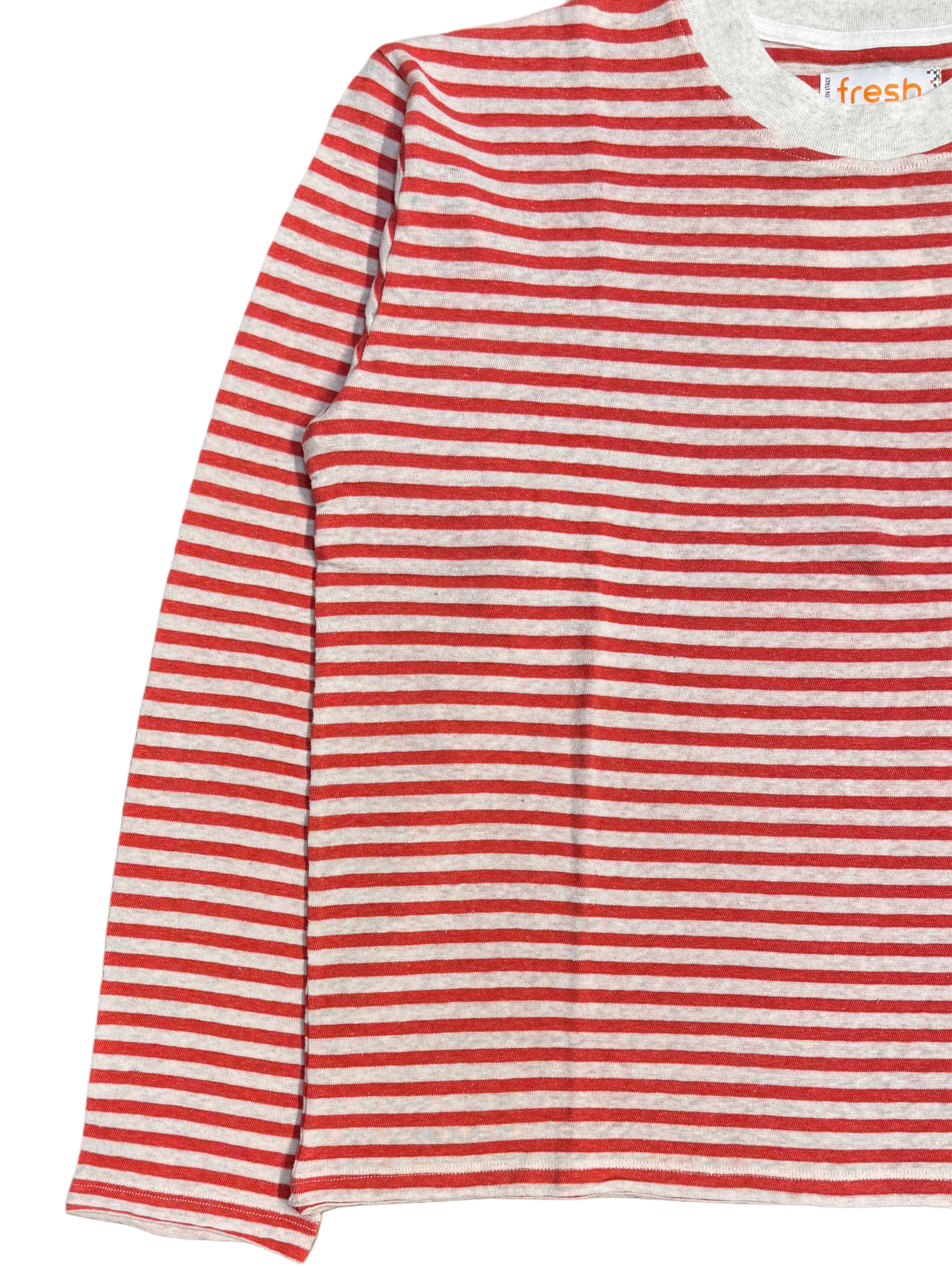 T-shirt rayé à manches longues FRESH Marina en blanc et rouge