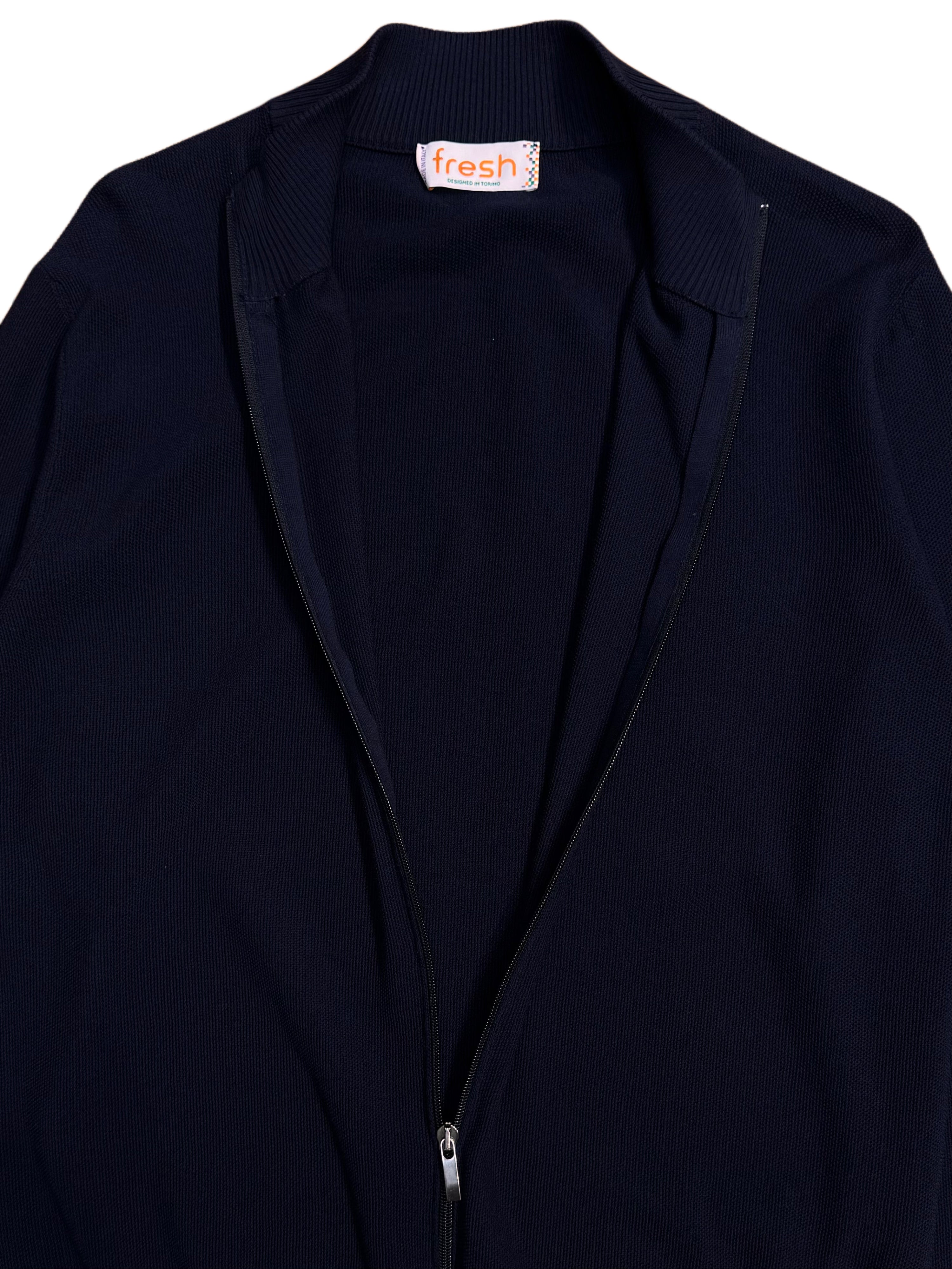 Veste de survêtement zippée en coton bleu marine FRESH