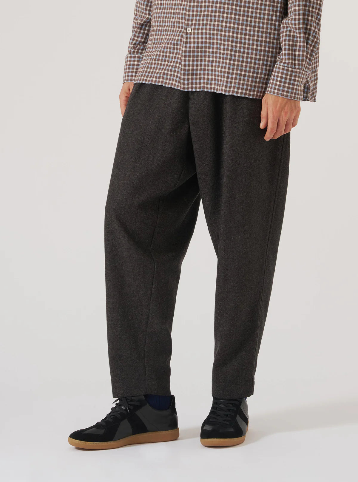 UNIVERSAL WORKS Brown Upcycled Italian Tweed Pleated Track Pant