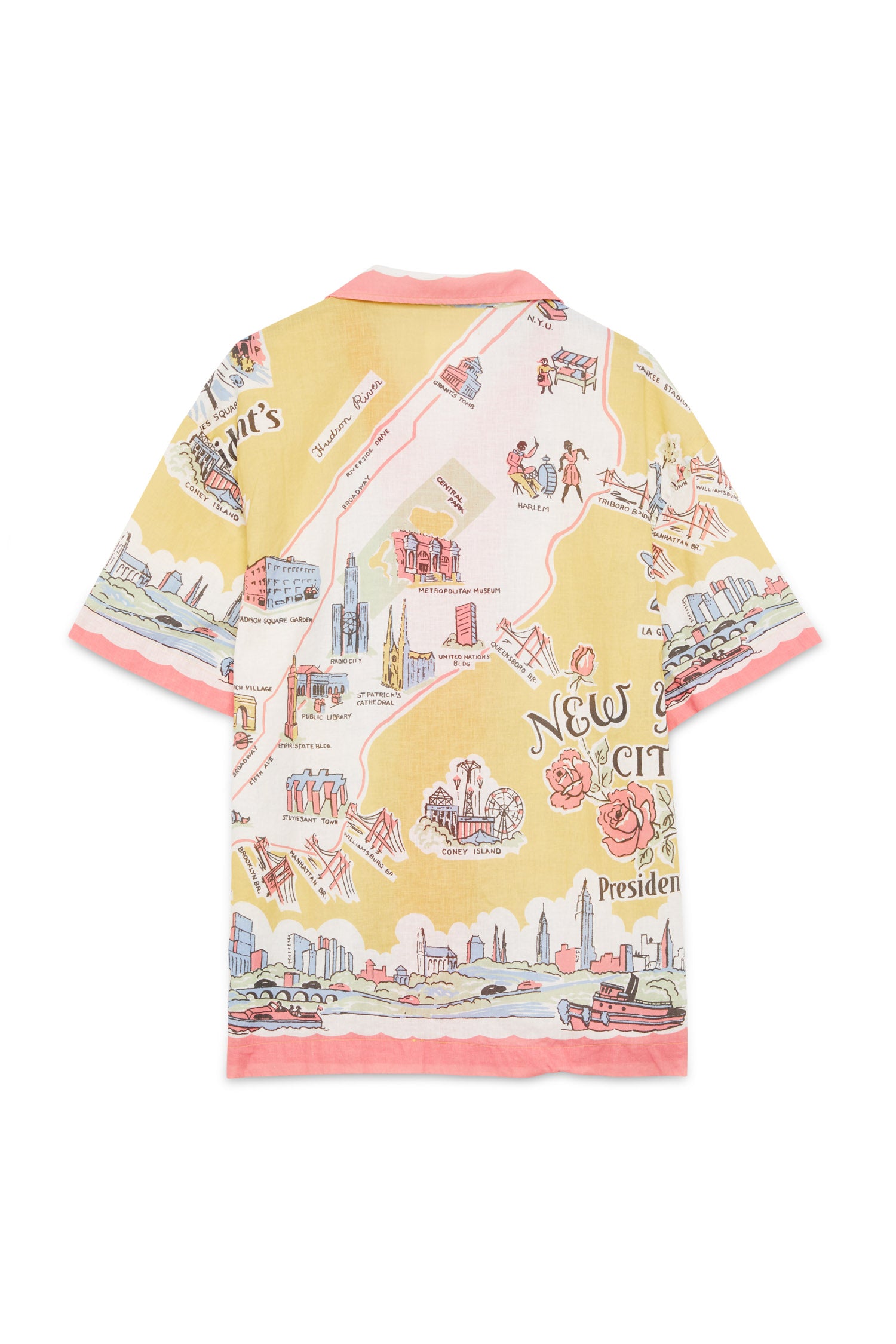 PRESIDENT’S Reef New York Map Shirt In Yellow Popeline