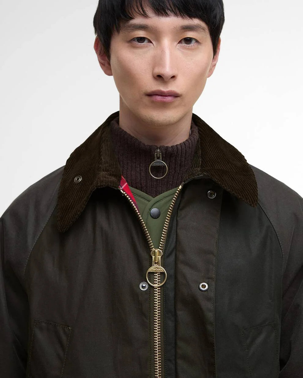 BARBOUR Patchwork Oversized Bedale Waxed Jacket Sage Multi