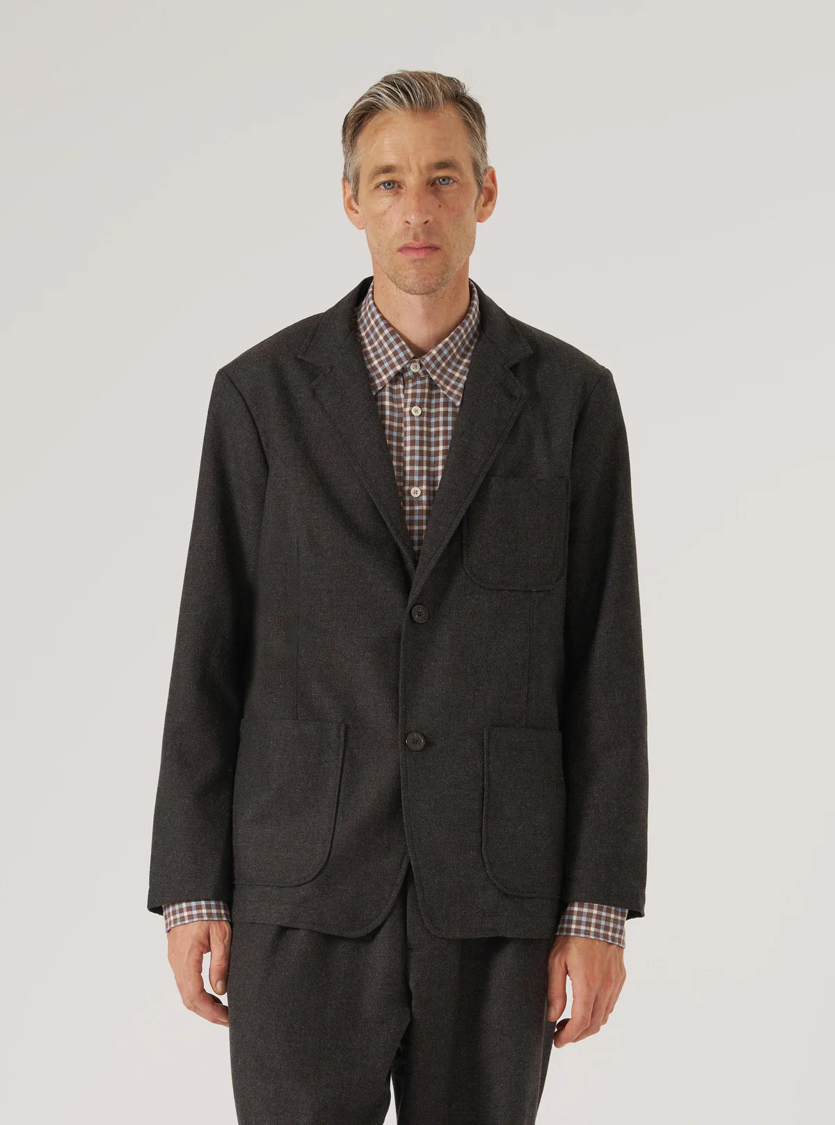 UNIVERSAL WORKS Brown Upcycled Italian Tweed Two Button Jacket