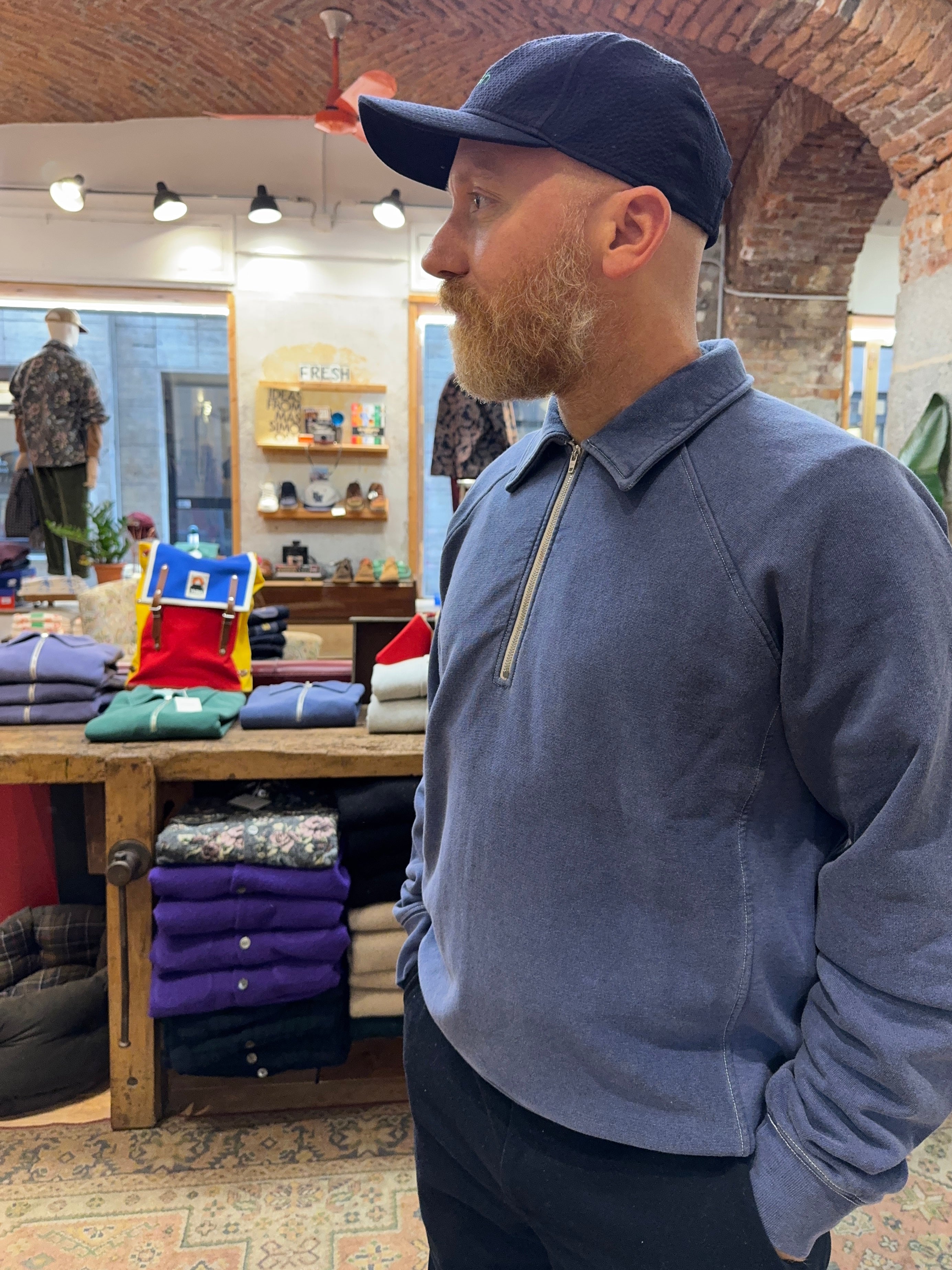 FRESH Ivy Plated Polo Sweatshirt in Indigo
