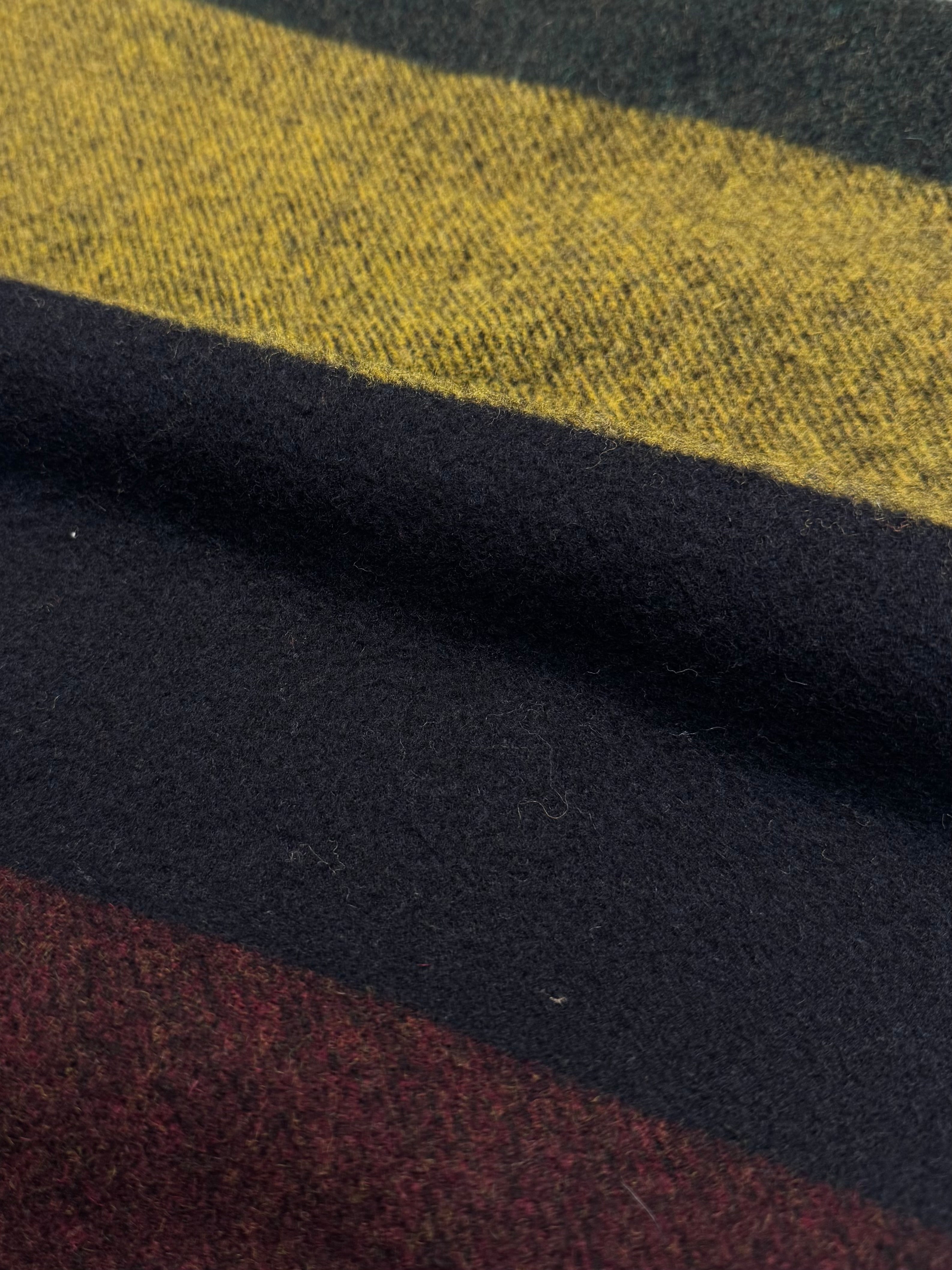 FRESH Yellow Navy Bordeaux Striped Wool Scarf