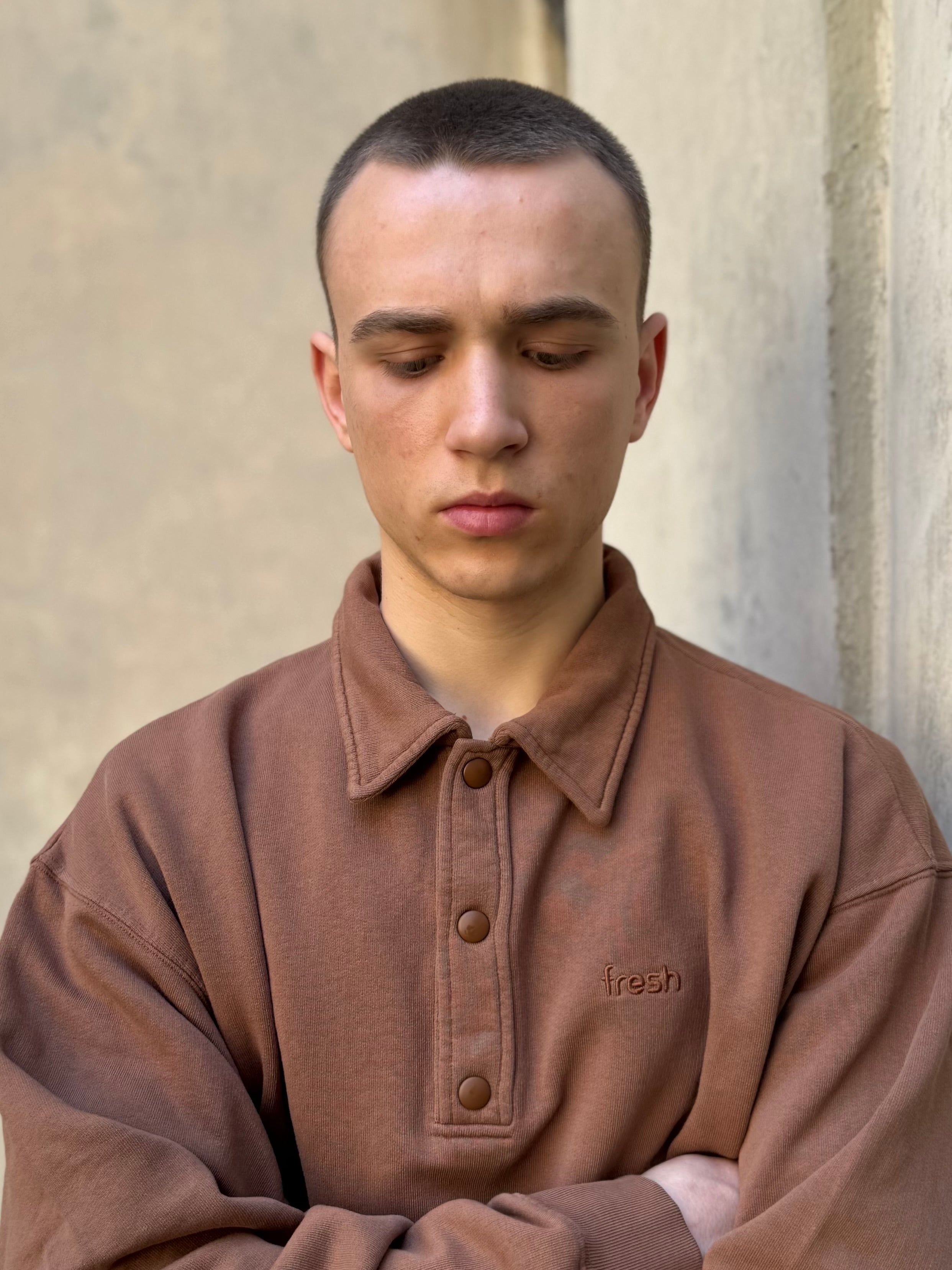 Sweat-shirt polo en coton FRESH Mike marron