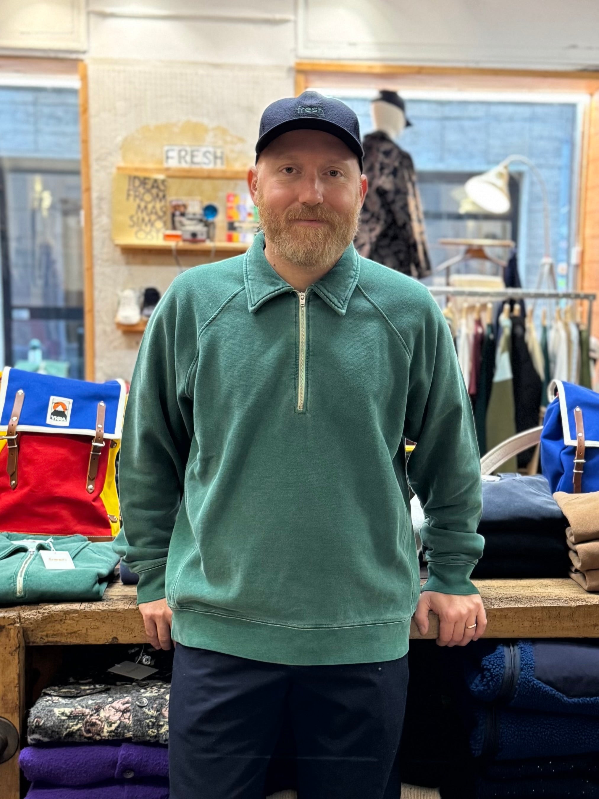 FRESH Ivy Plated Polo Sweatshirt in Green